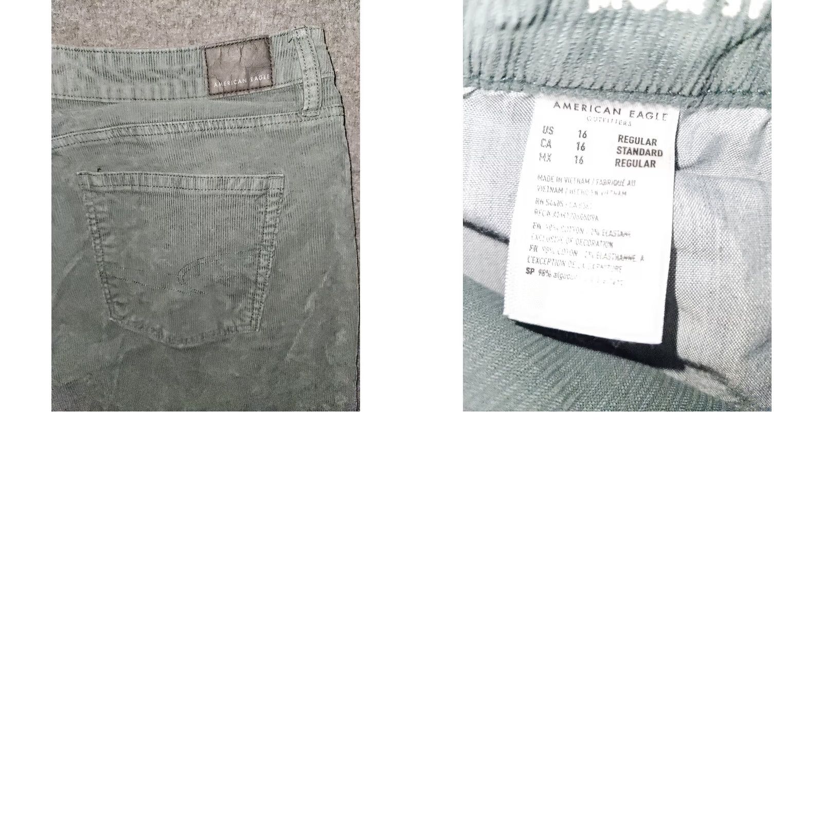 American Eagle Outfitters VINTAGE American Eagle Corduroy Mom Straight Jeans Womens 16 Green High Rise 27in Inseam 90s Preppy Bohemian Logo Pocket Zipper Button Lounge Size 38" / US 16 / IT 52 - 8 Thumbnail