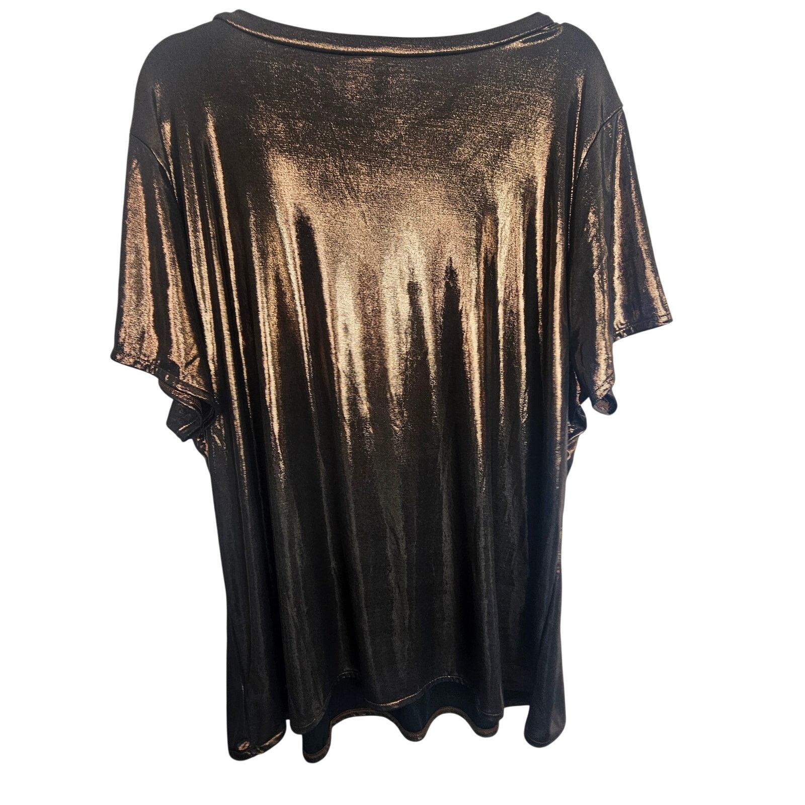 Torrid Torrid Womens Liquid Shine Crew Neck Top 3X Bronze Metallic Size 3XL / US 20-22 - 9 Thumbnail