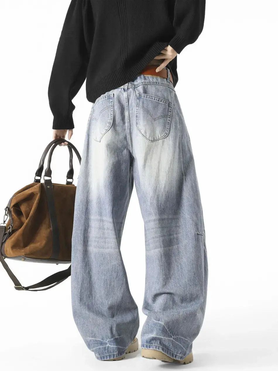 Japanese Brand Retro loose straight leg wide leg jeans Size US 32 / EU 48 - 6 Thumbnail