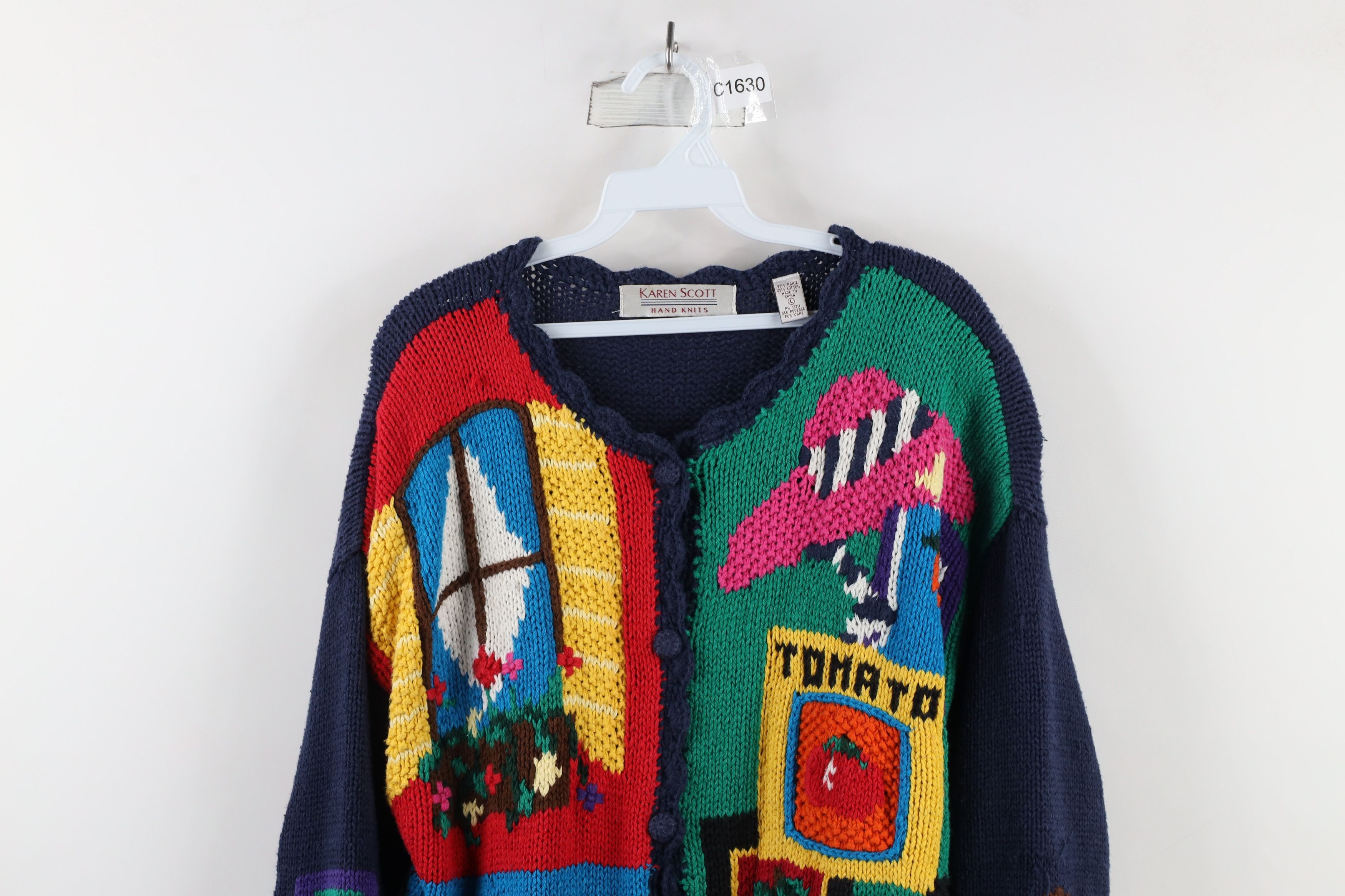 Vintage Vintage 90s Country Primitive Garden Nature Cardigan Sweater Size L / US 10 / IT 46 - 2 Thumbnail