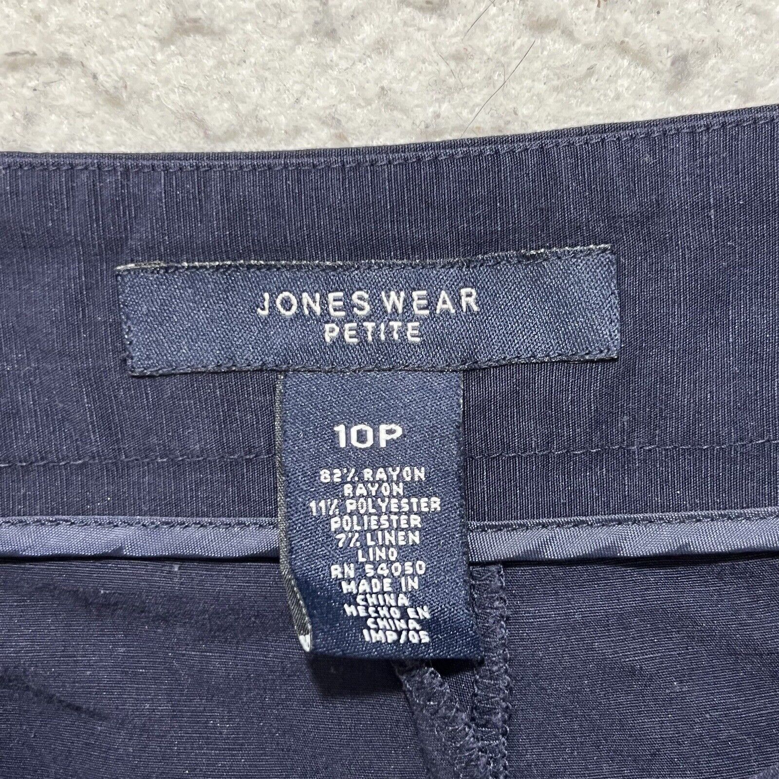 Jones New York Jones Wear 10P Flat Front Linen Blend Navy Blue Chino Pants Size 32" / US 10 / IT 46 - 4 Thumbnail