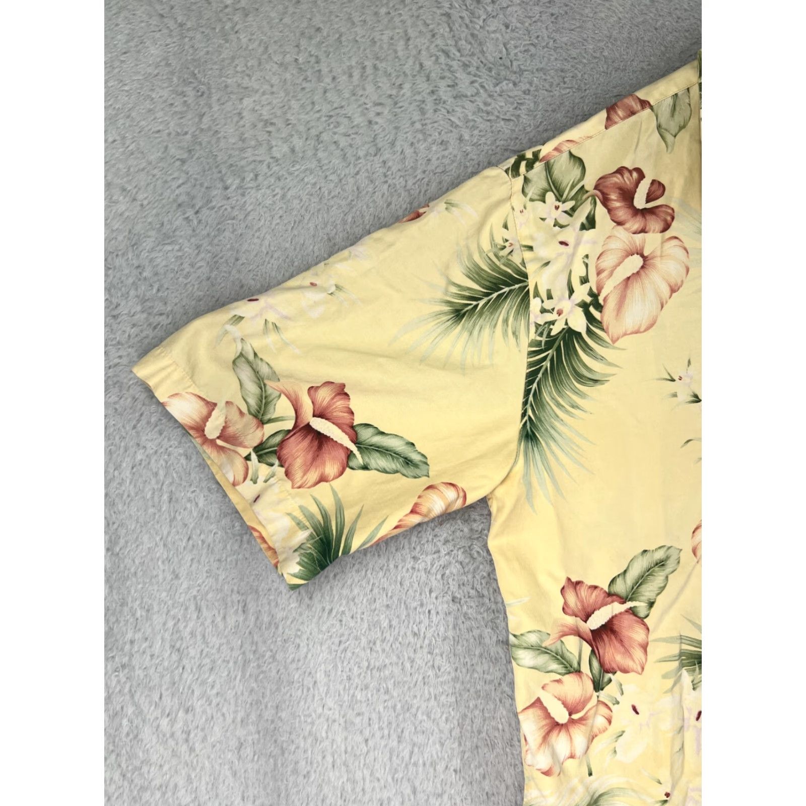 Vintage Pussers Mens Button-Up Shirt XL Yellow Floral Hibiscus Silk Blend Hawaiian Aloha Beach Vacation Resort Casual Size US XL / EU 56 / 4 - 5 Thumbnail