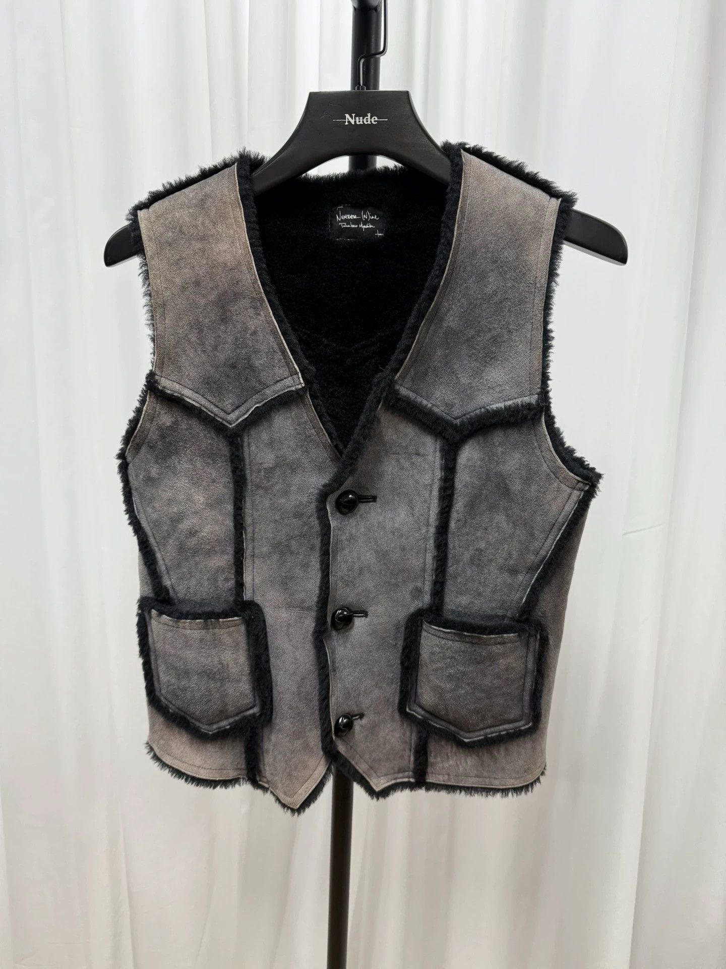 Number (N)ine 09AW Sheepskin and Fur Patchwork Vest