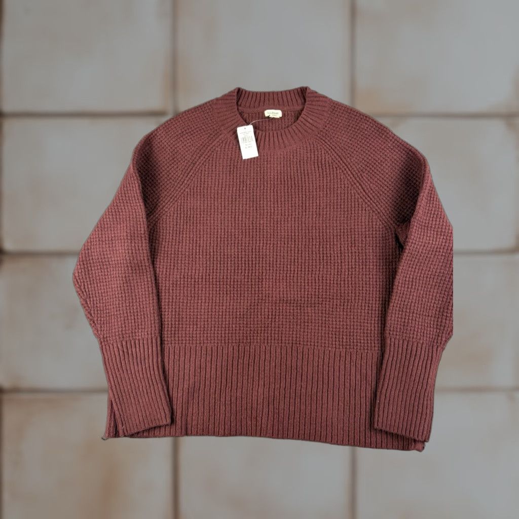 Vintage LL Bean Sweater Women’s XL Wind Red Supersoft Waffle Crewneck Knit Cotton Pullover Long Sleeve Logo Classic Size XL / US 12-14 / IT 48-50 - 1 Thumbnail