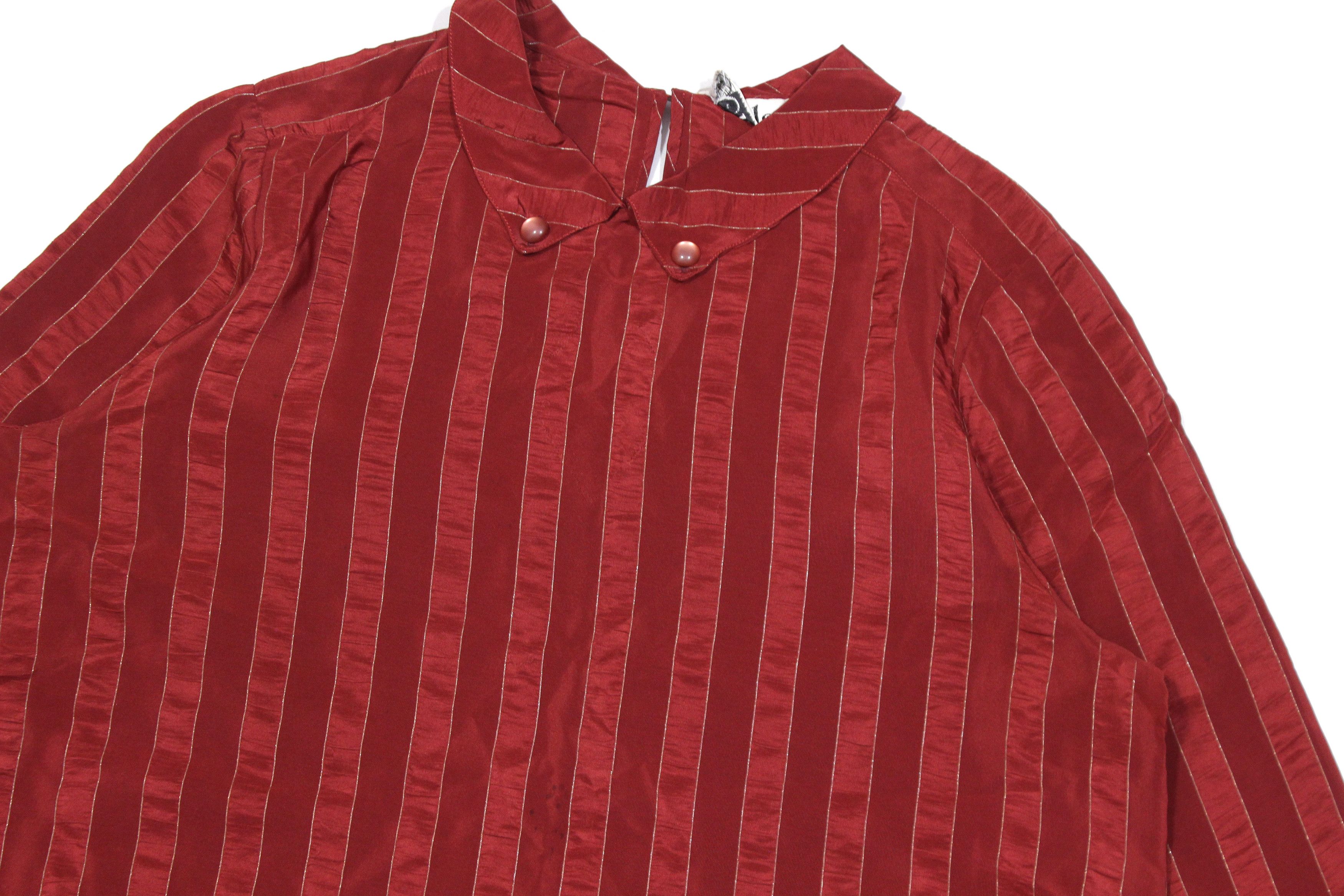 Chloe 90S Silk Striped Shirt Vintage Size L / US 10 / IT 46 - 3 Thumbnail