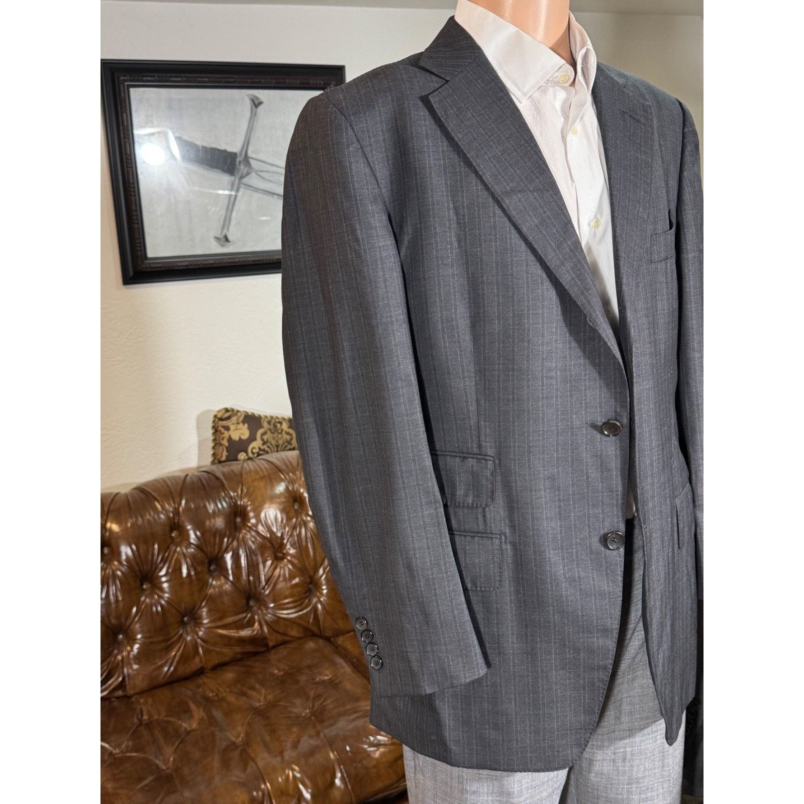 Tom Ford Tom Ford Charcoal Striped Gray Wool Blazer Notch Lapel 52 42 Size 42R - 5 Thumbnail