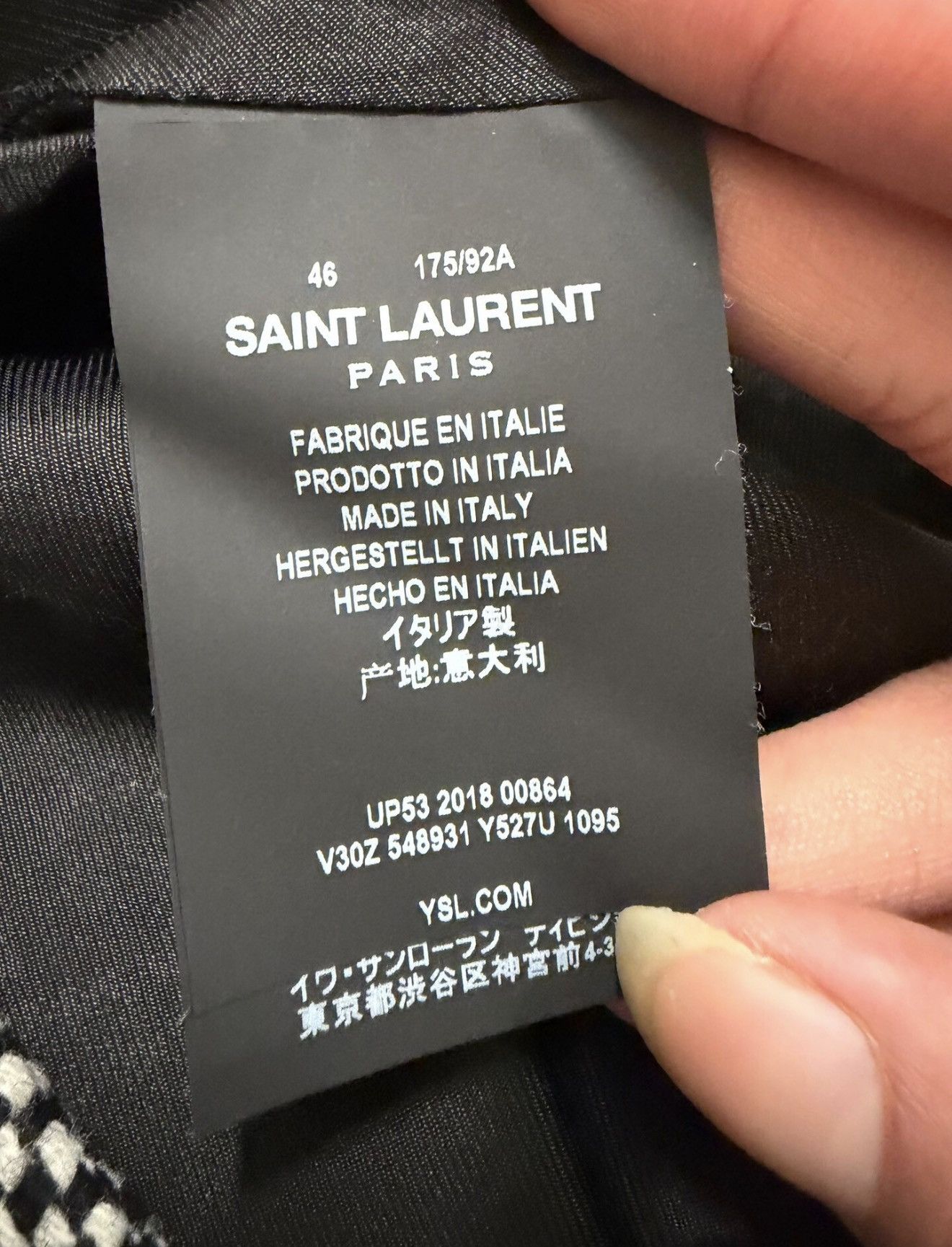 Saint Laurent Paris Saint Laurent Paris FW18 Checkered Leather Sleeve Teddy Size US S / EU 44-46 / 1 - 4 Thumbnail