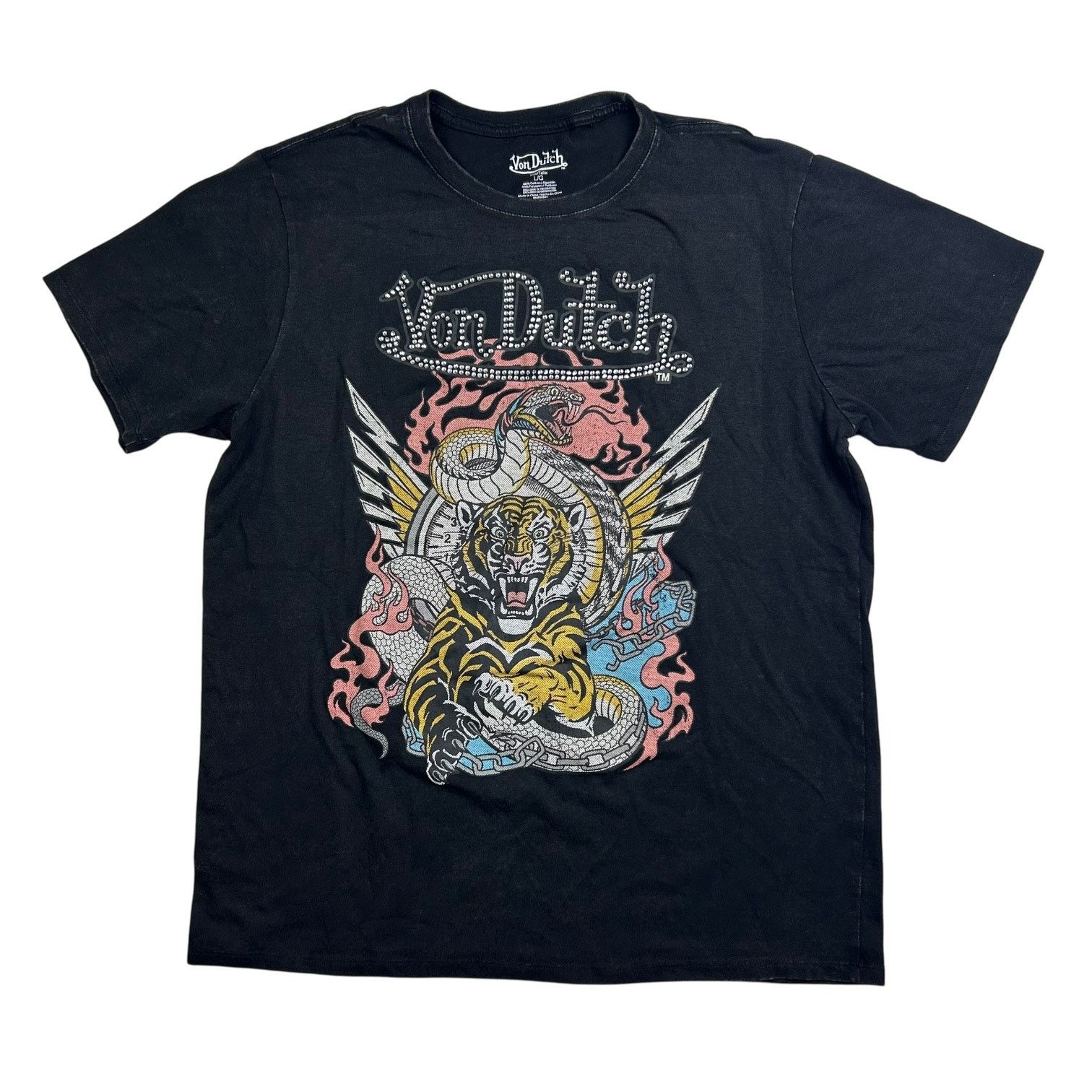Von Dutch Von Dutch T-Shirt Rhinestone-Embellished Tiger and Snake Tee Size US L / EU 52-54 / 3 - 1 Thumbnail