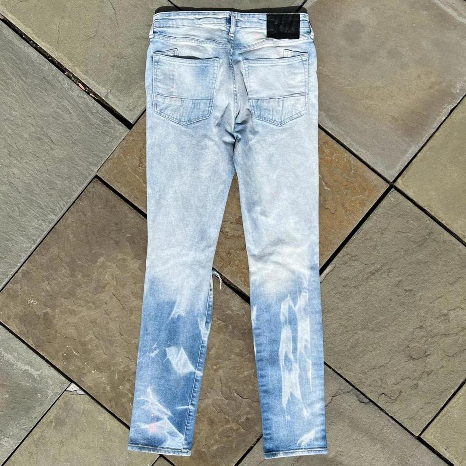 Prps Distressed Pink Paint Splatter Ripped Light Wash Slim Jeans Size US 30 / EU 46 - 5 Thumbnail