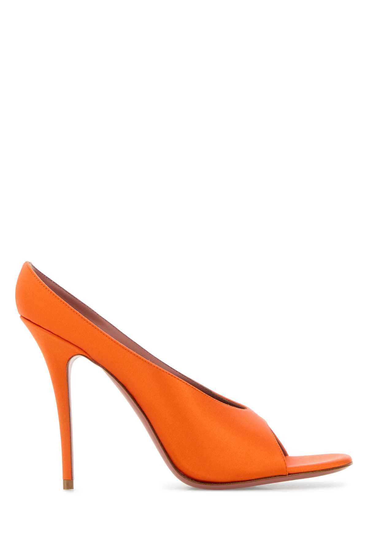 Amina Muaddi Orange Satin Anok 105 Mules Size US 6 / IT 36 - 1 Thumbnail