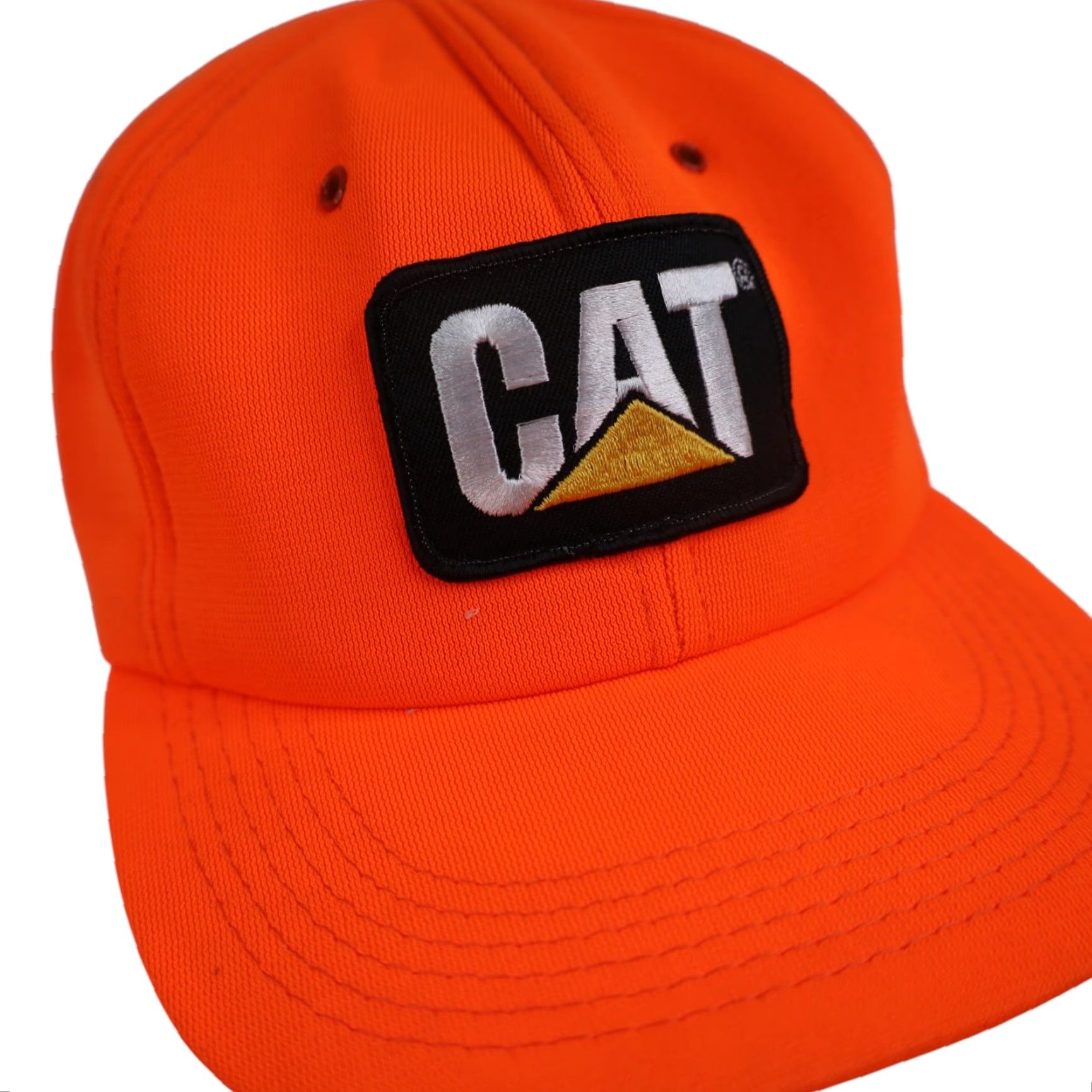 Vintage VINTAGE CAT Machinery Foam Trucker Hat OS Orange Mens Hats Men Trucker Hat 9/10 USA Made Size ONE SIZE - 3 Thumbnail