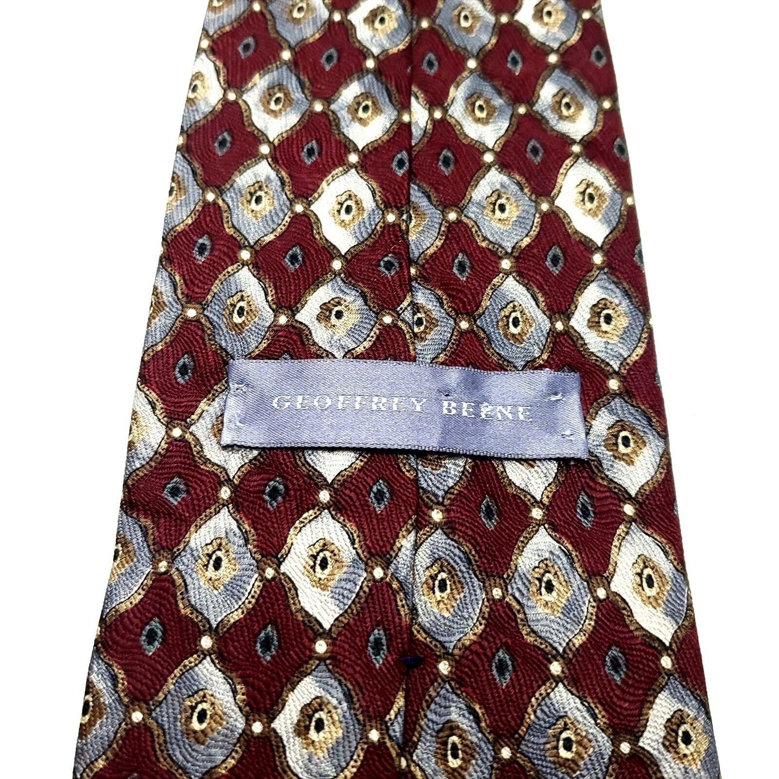 Vintage Geoffrey Been Silk Tie Red Print Geometric Wide Size ONE SIZE - 3 Thumbnail
