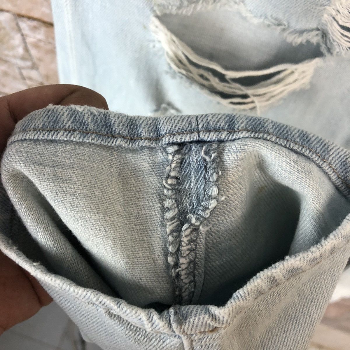 Japanese Brand Forever 21 Blue ripped Distressed Denim Pants #A1004 Size 33" - 13 Thumbnail