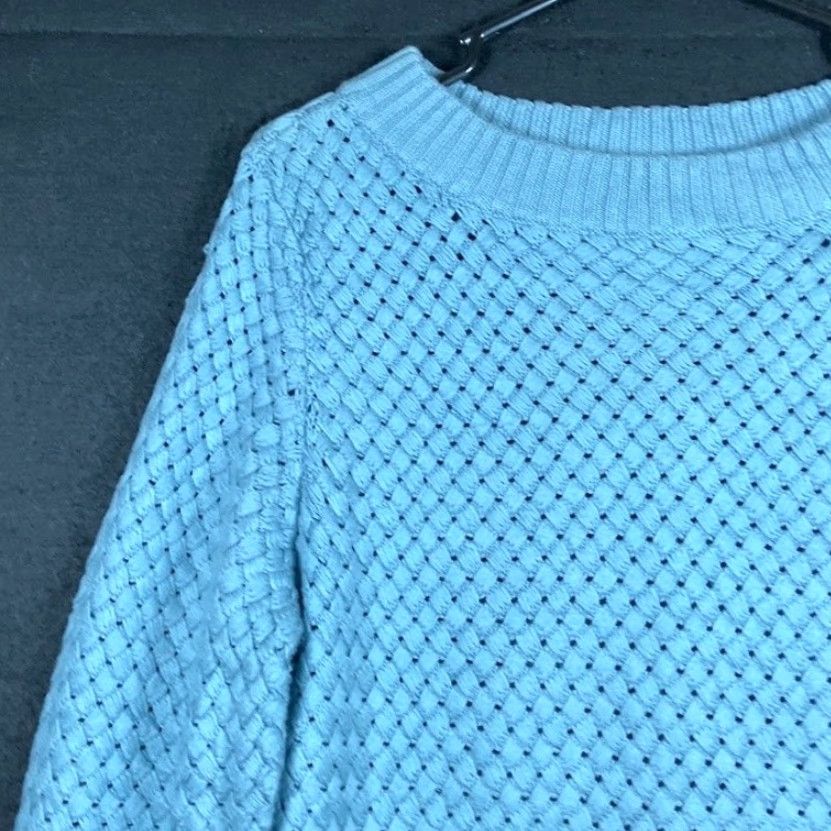 Vintage Talbots Womens Sweater Blue Boat Neck Chunky Knit Woven Long Sleeve XL Size XL / US 12-14 / IT 48-50 - 4 Thumbnail