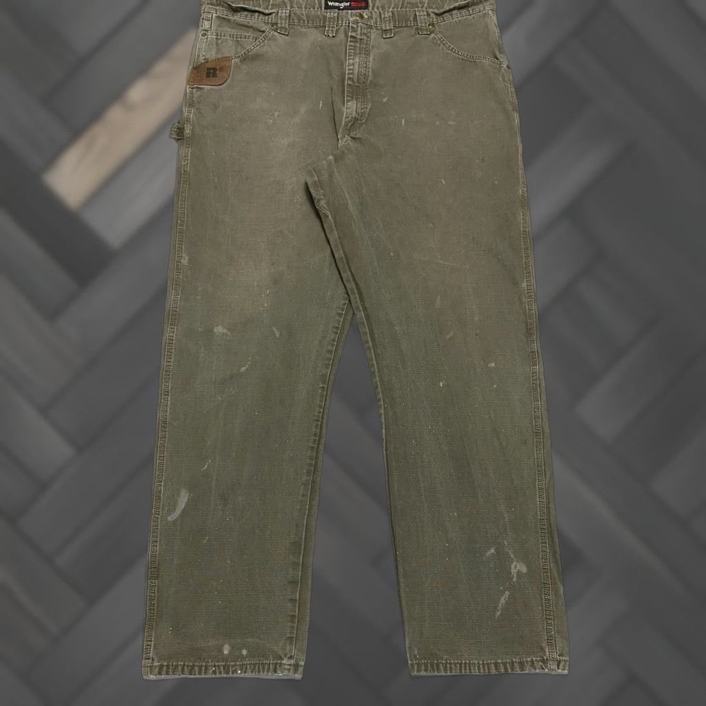 Wrangler VINTAGE Wrangler Riggs Workwear Relaxed Fit Carpenter Pants 44x36 Green Wide Leg Mens Pants Size US 44 / EU 60 - 1 Thumbnail