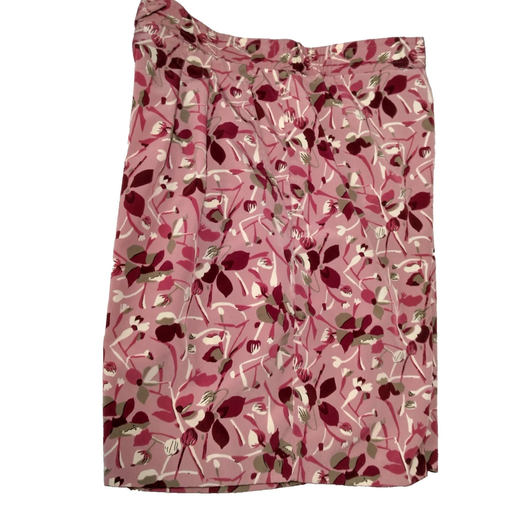 Vintage Vintage 1990s Michelle McJann Shorts 10 Mauve Purple Floral High Waist Pleated Womens Size 32" / US 10 / IT 46 - 4 Thumbnail