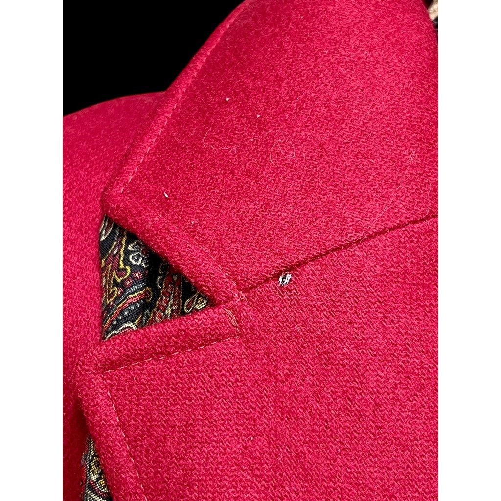 Vintage Red Wool Chesterfield Coat w Scarf-JG Hook-Sz 14-Long-Winter Size XL / US 12-14 / IT 48-50 - 8 Thumbnail
