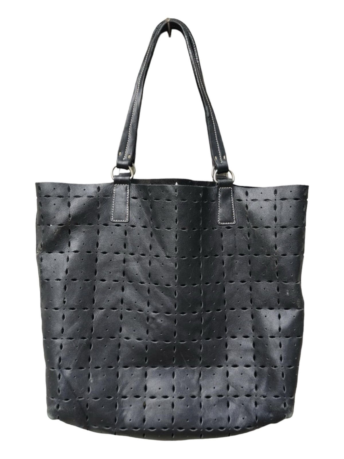 OG Miu Miu Cowhide Intrecciato Silver Buckle Runway Tote Bag