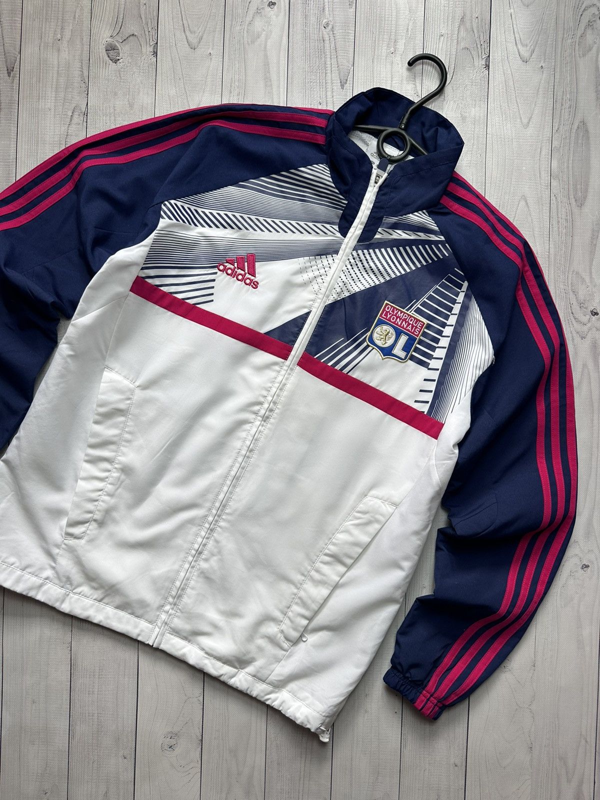 Adidas × Vintage Vintage adidas Olympique Lyonnais soccer jacket size S/M Size US M / EU 48-50 / 2 - 2 Thumbnail
