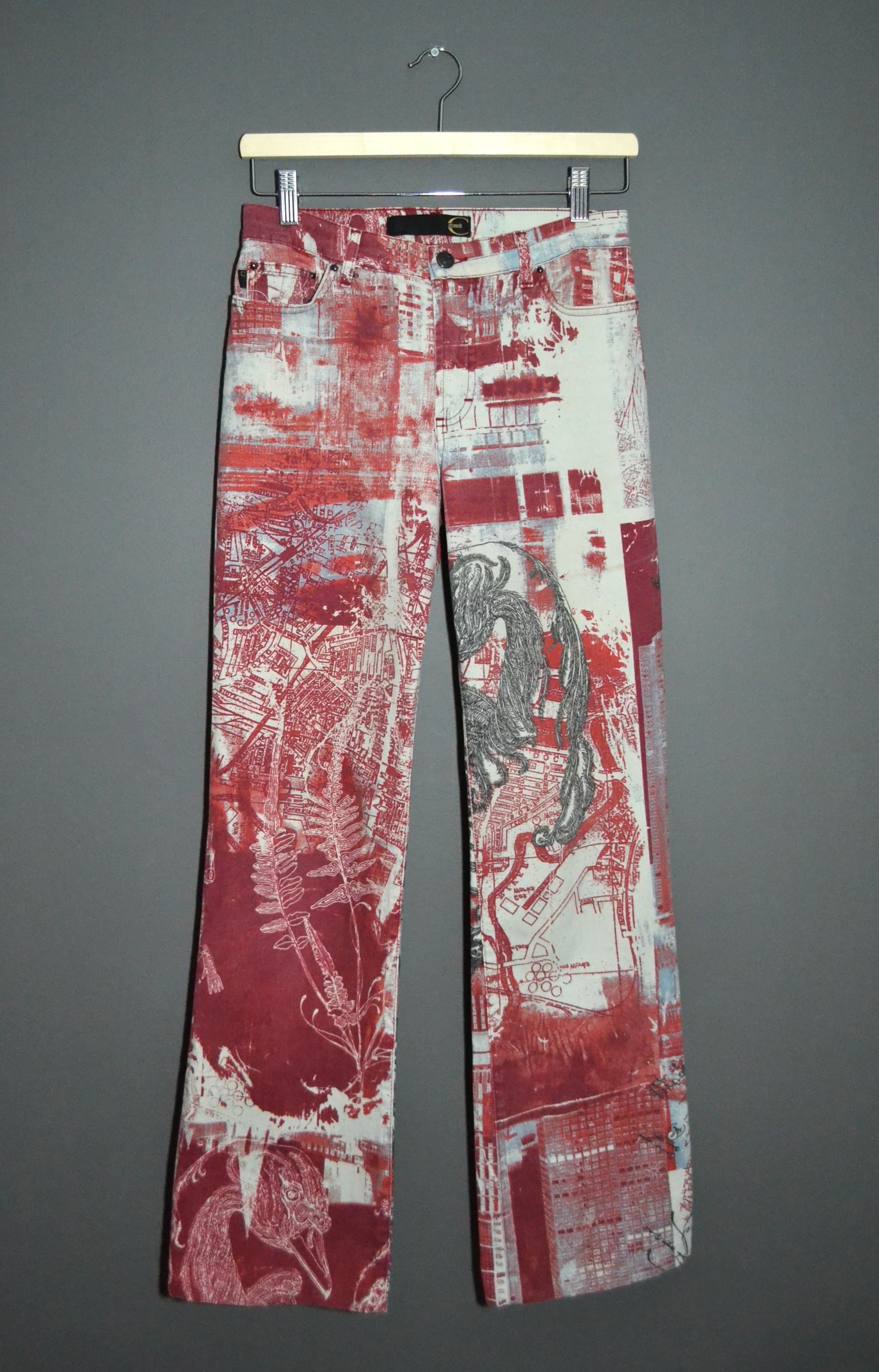 image of Just Cavalli Vintage All Over Print Pants Jeans 28 Y2K, Women's