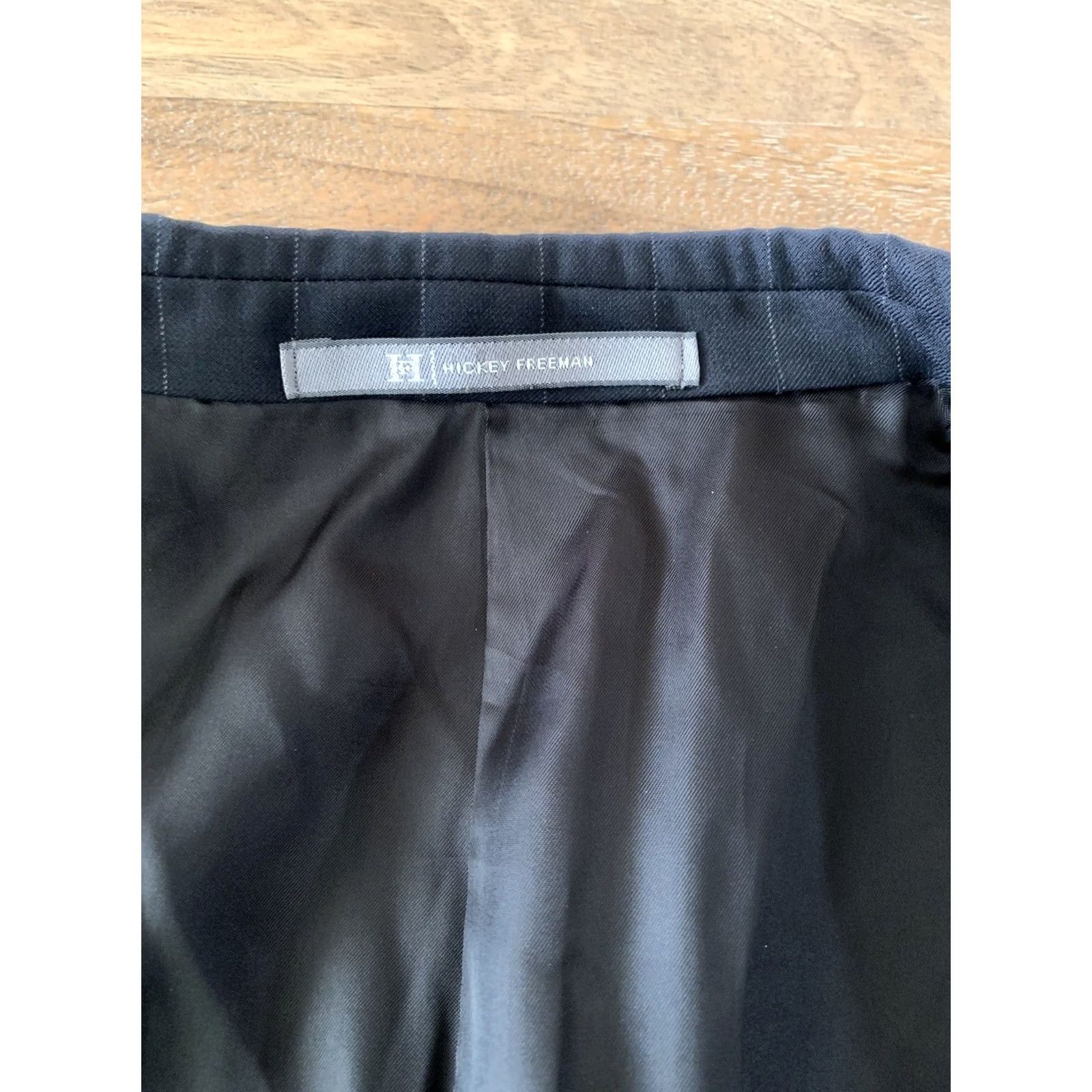 Madison Hickey Freeman Blazer Sport Coat - 43 Regular Dark Gray Pinstripe Wool Loro Piana 120s 43R Madison Jacket Mens Size 46R - 6 Thumbnail