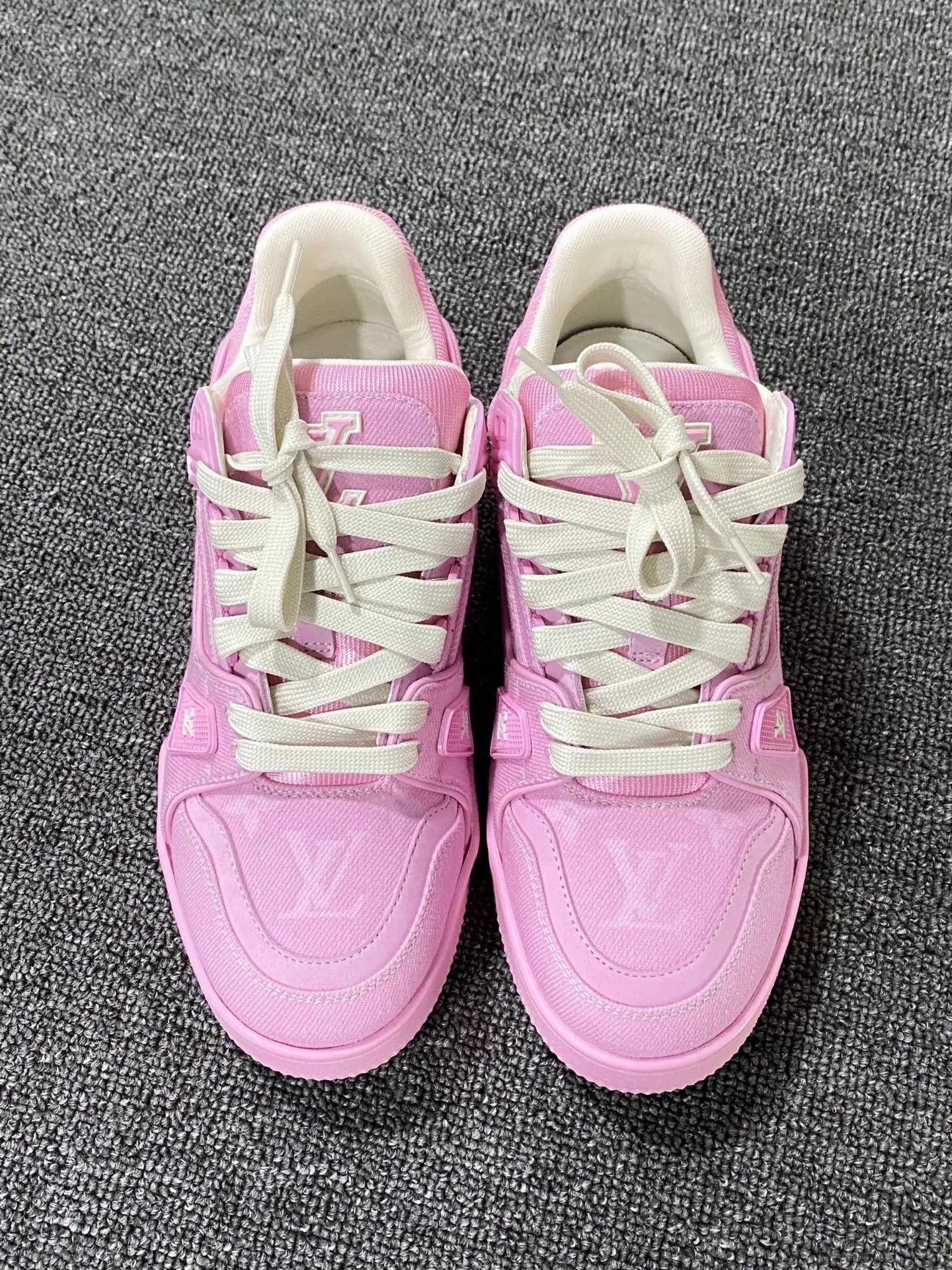 Louis Vuitton LV Pink Denim Full Print Trainer 37.5 Size US 7 / IT 37 - 2 Thumbnail