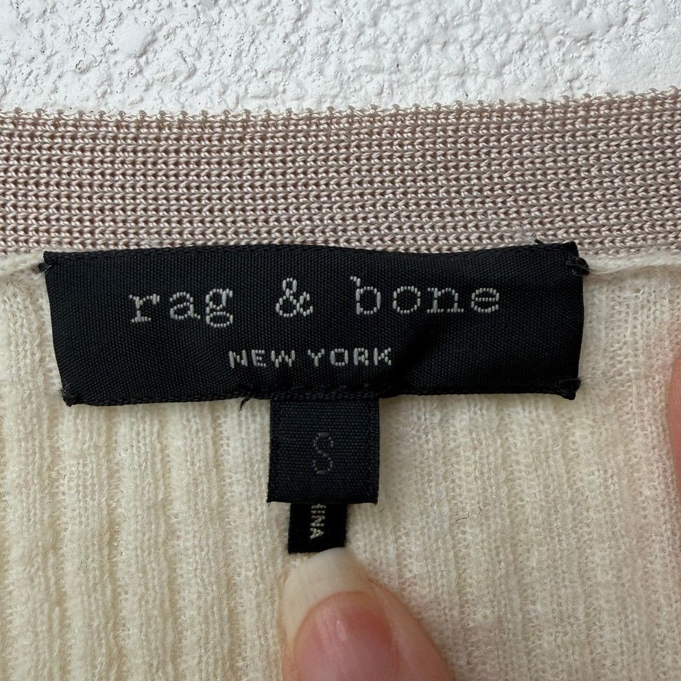 Rag & Bone Rag & Bone Ribbed V Neck Sweater Women US S Cream Size S / US 4 / IT 40 - 7 Thumbnail