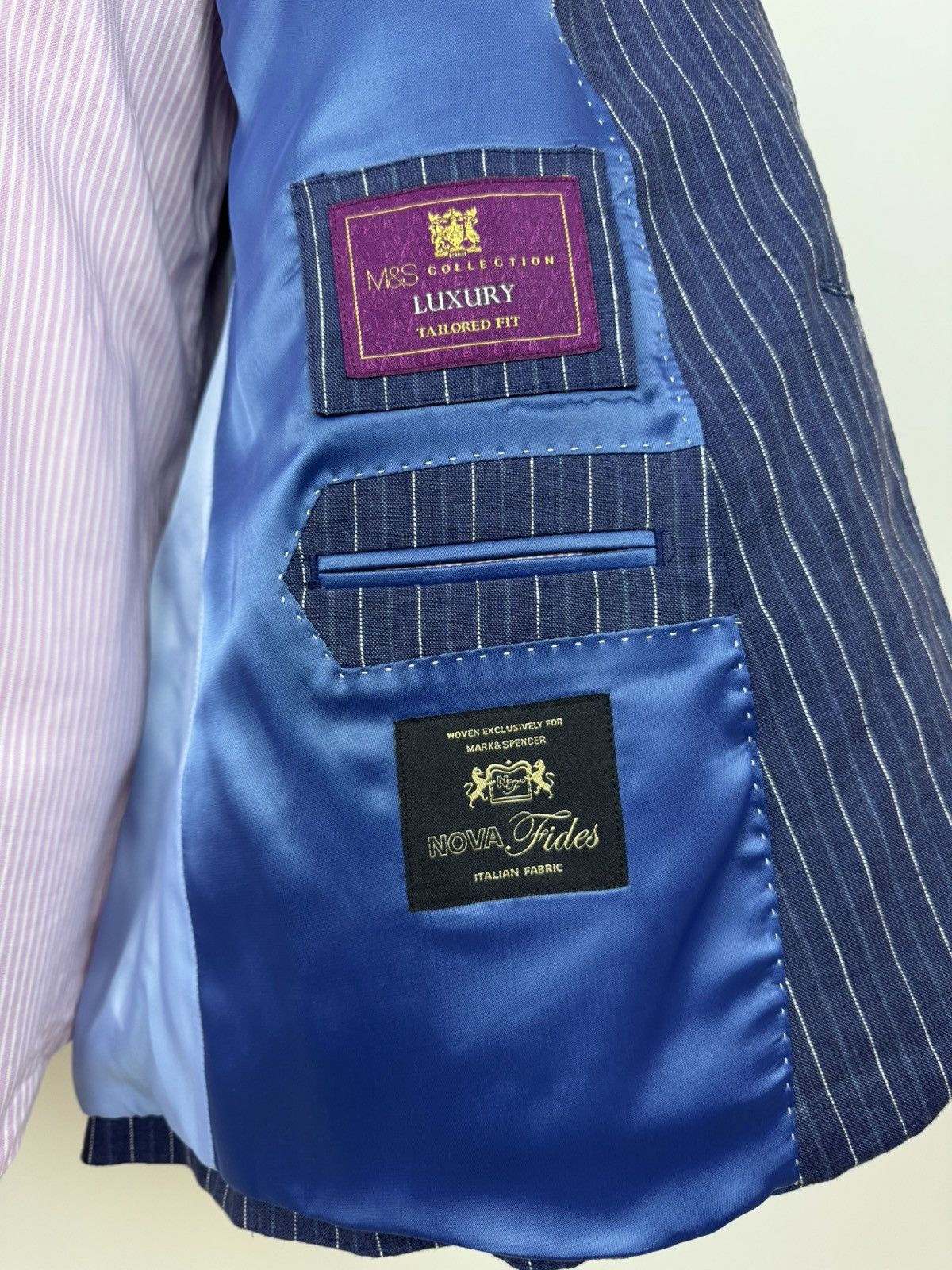 Marks & Spencer Mark&Spencer NOVA Luxury Fides Italian Fabric Linen Blazer Size 44R - 11 Thumbnail