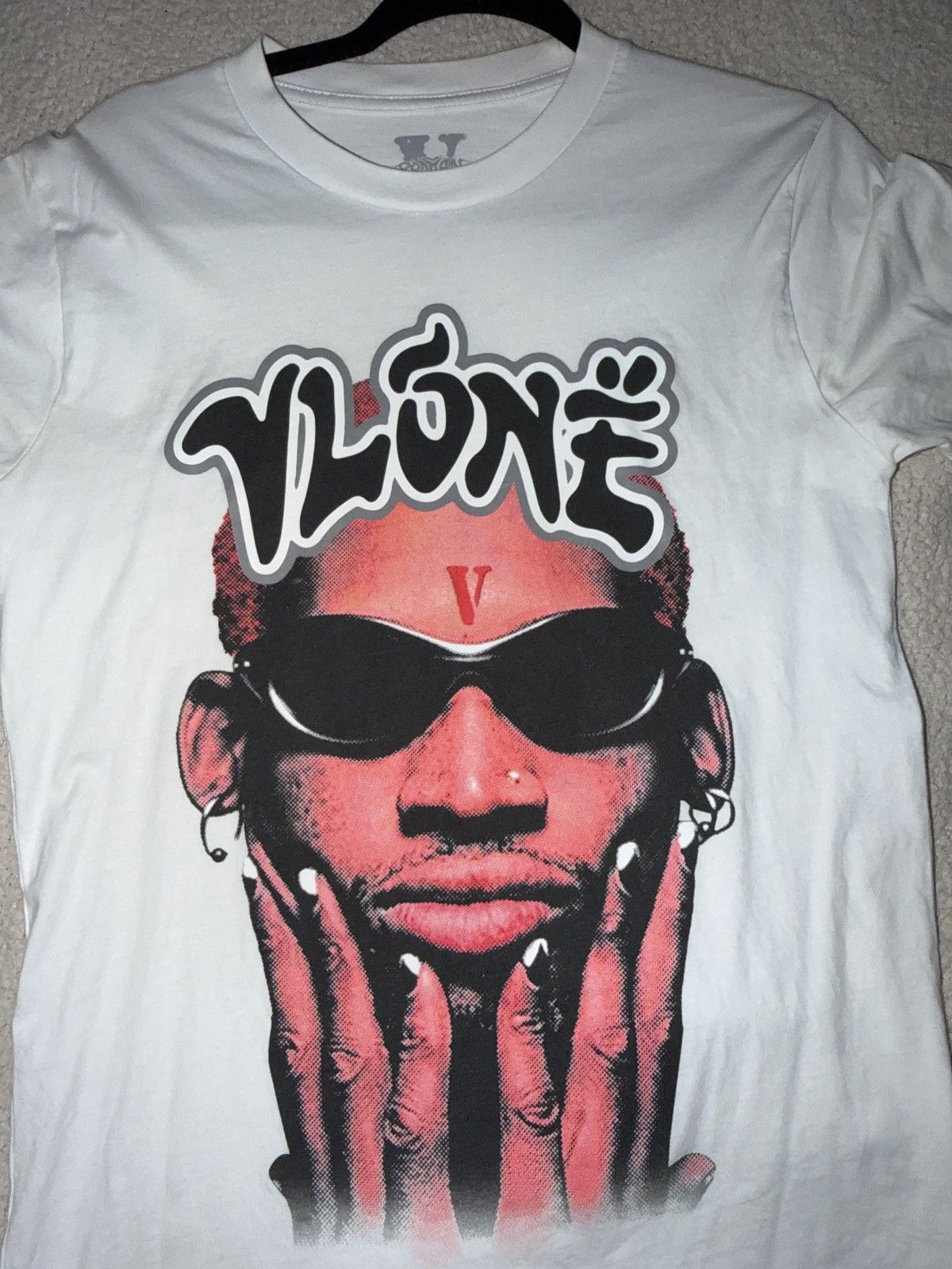 Vlone RODMAN White Cheetah Hair Short Sleeve T-Shirt Size S | Grailed