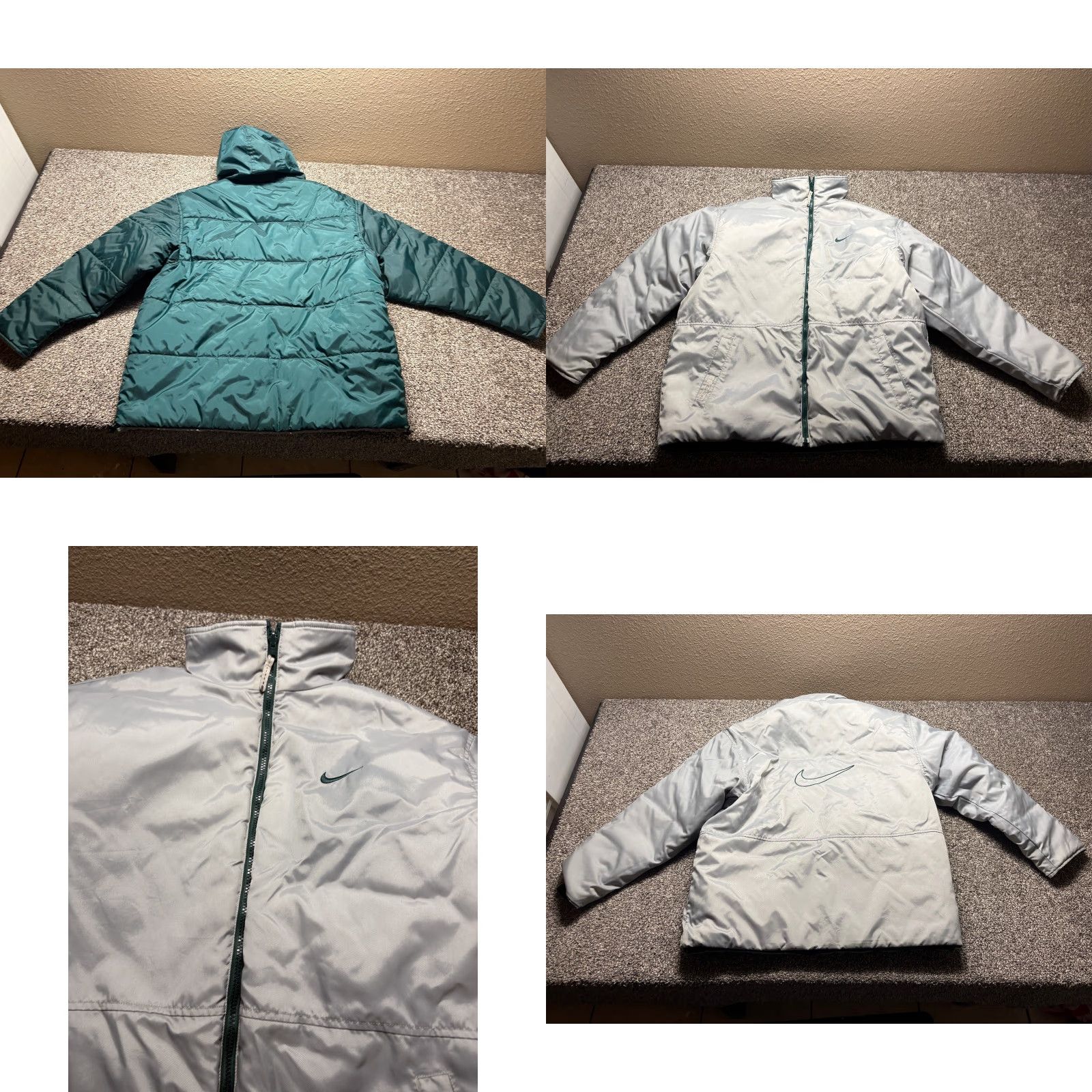 Nike VINTAGE Nike Reversible Puffer Coat Jacket Mens M Green Gray 90s Big Swoosh Size US M / EU 48-50 / 2 - 8 Thumbnail
