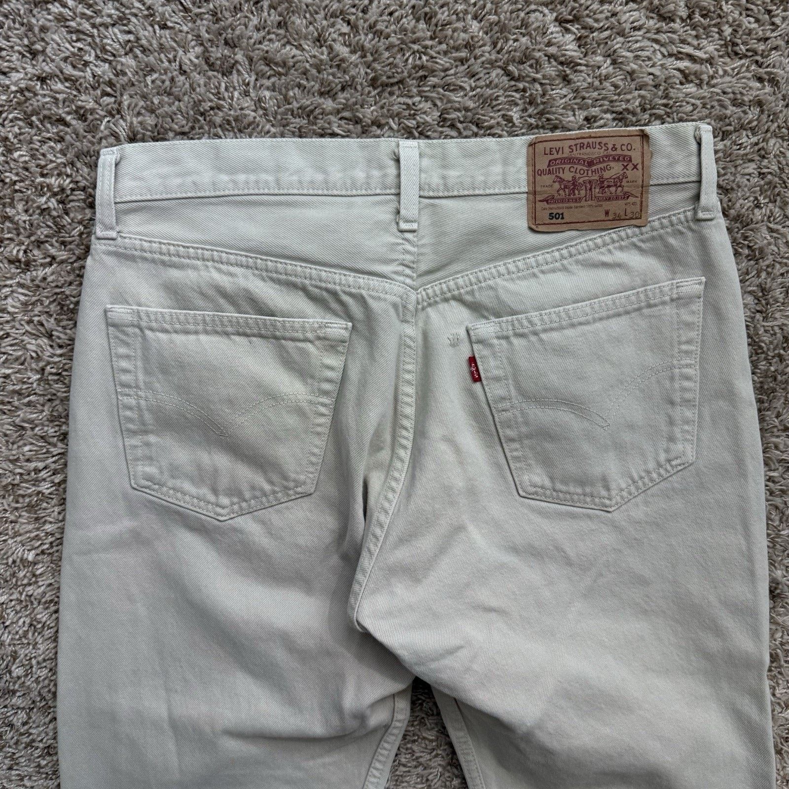 Levi's × Vintage Vintage Levi’s USA 501 Beige Tan Denim Jeans Pants CROPPED Size US 31 - 6 Thumbnail