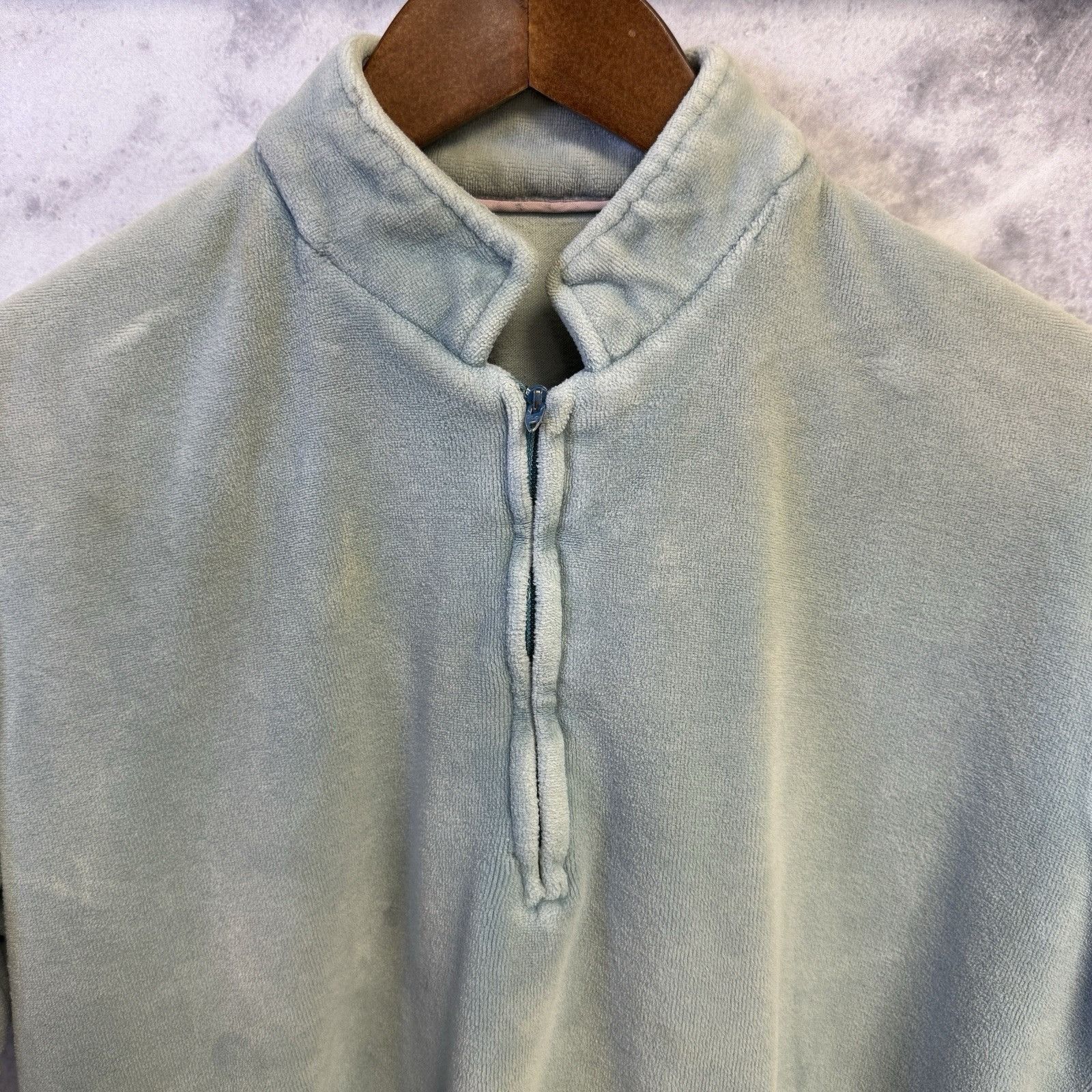 Vintage Vintage Velour Sweatshirt 1980s Short Sleeve 1/4 Zip Size M / US 6-8 / IT 42-44 - 3 Thumbnail