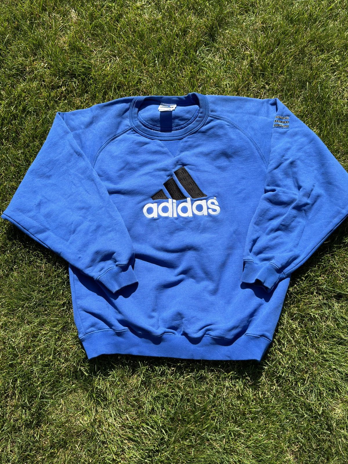 Adidas × Vintage Vintage Adidas Sweatshirt Embroidered Logo Blue Size US L / EU 52-54 / 3 - 2 Thumbnail