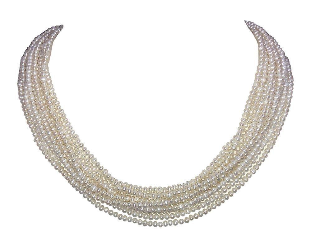 Designer Multi Strand Freshwater Pearl Torsade Necklace Size ONE SIZE - 3 Thumbnail