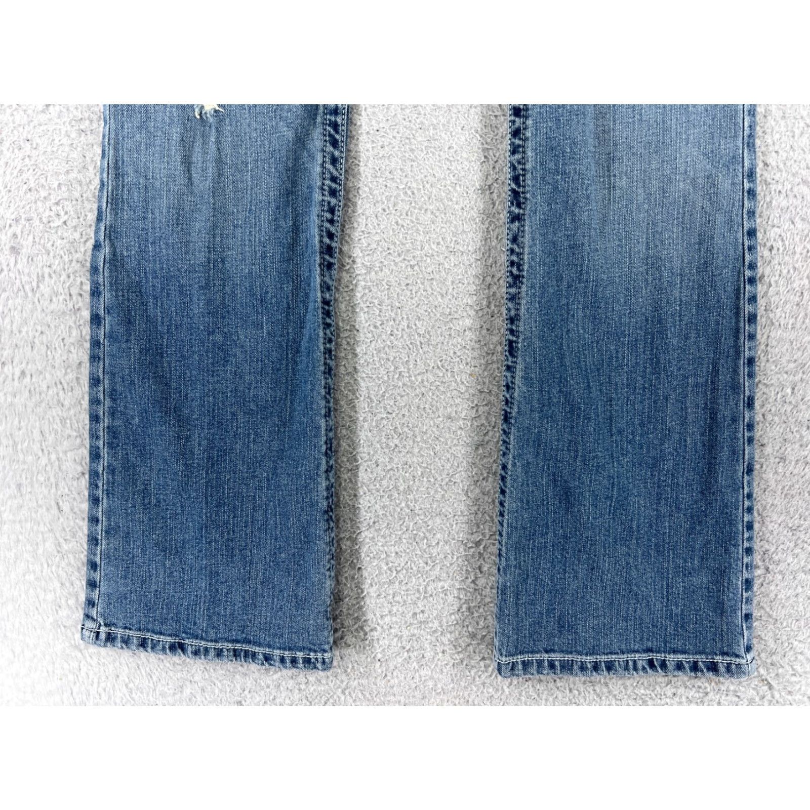 Vintage Cruel Girl Jeans Womens 3 Blue Denim Flared Slim Low Rise 27x31 Distressed 5-Pocket Cotton Blend Machine Washable Size 26" / US 2 / IT 38 - 2 Thumbnail