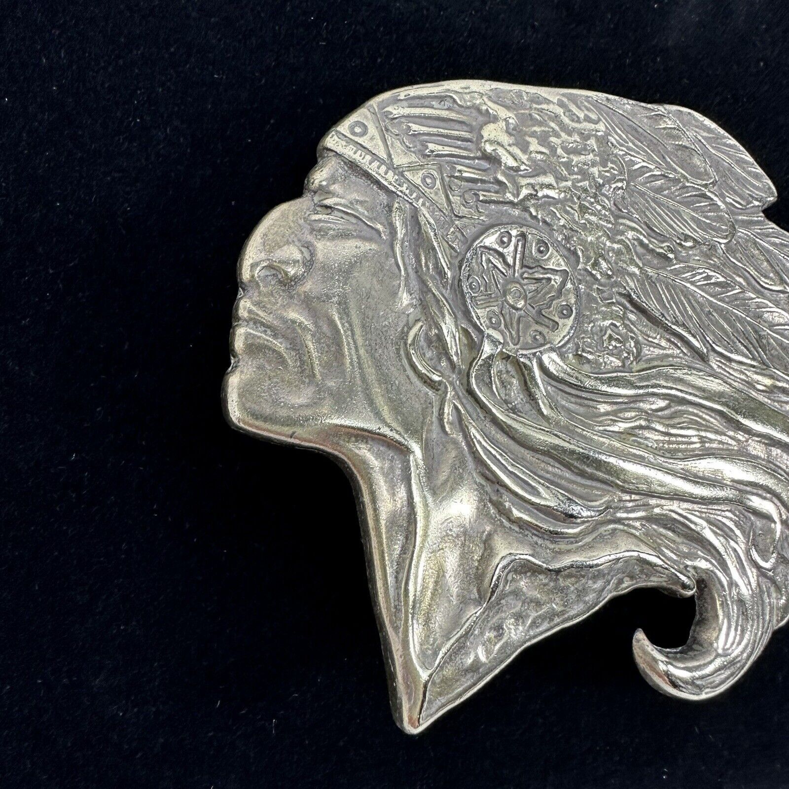 Other Chief Headdress VTG 70's Brass Belt Buckle by R J Roberts Size ONE SIZE - 7 Thumbnail