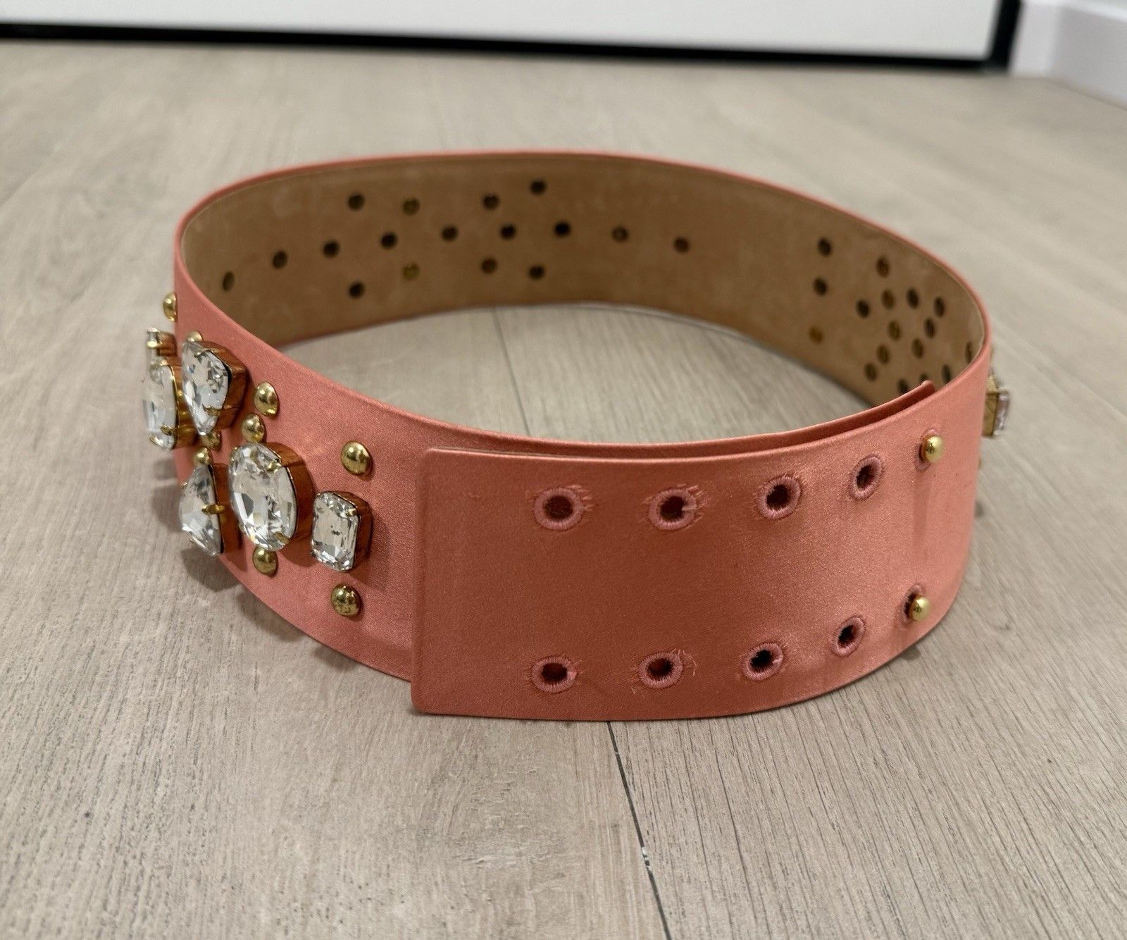 Blumarine Blumarine Womens Wide Belt Crystal Leather Silk Satin Italy Size ONE SIZE - 2 Thumbnail