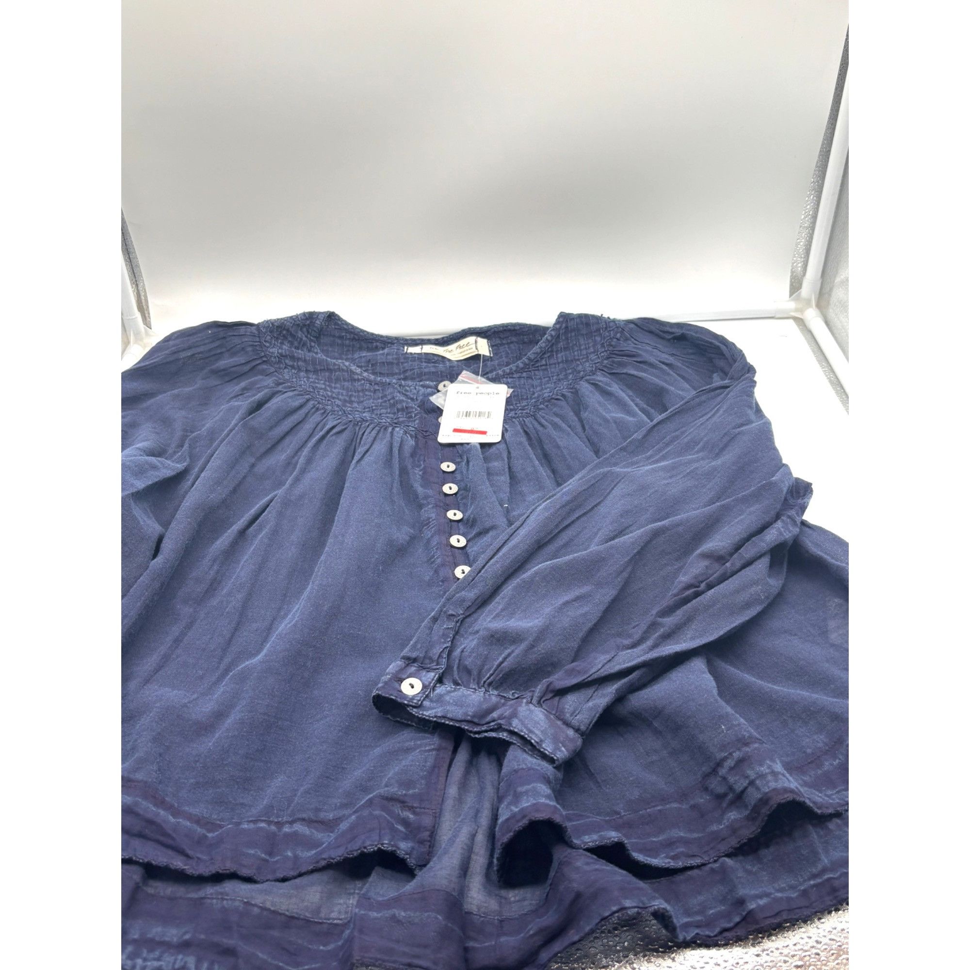 Free People Free People Cool Meadow Woven Cotton Top, Navy, Sz. S Size S / US 4 / IT 40 - 12 Thumbnail