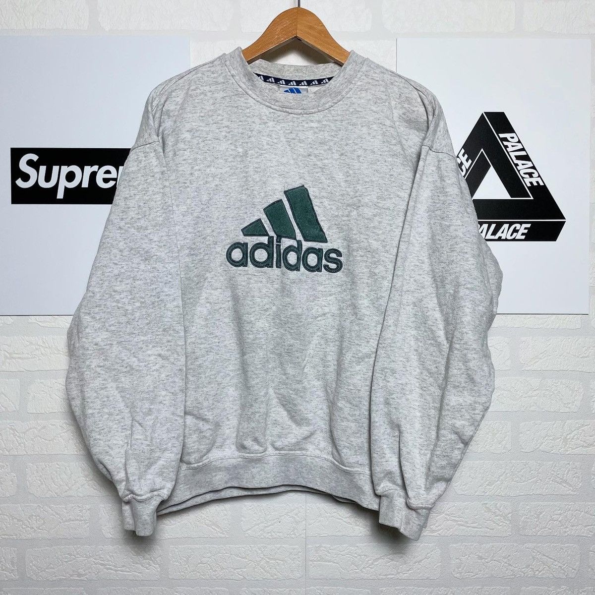 Adidas Vintage Sweatshirt Adidas from 90s Big Logo Grey Size US M / EU 48-50 / 2 - 1 Thumbnail