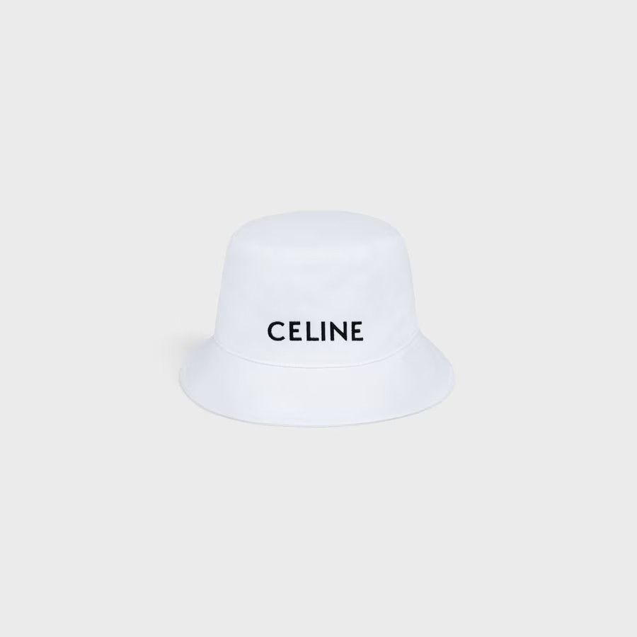 Celine o1loc1c0525 Size: OS/Bucket Hat in Cotton in White Size ONE SIZE - 1 Thumbnail