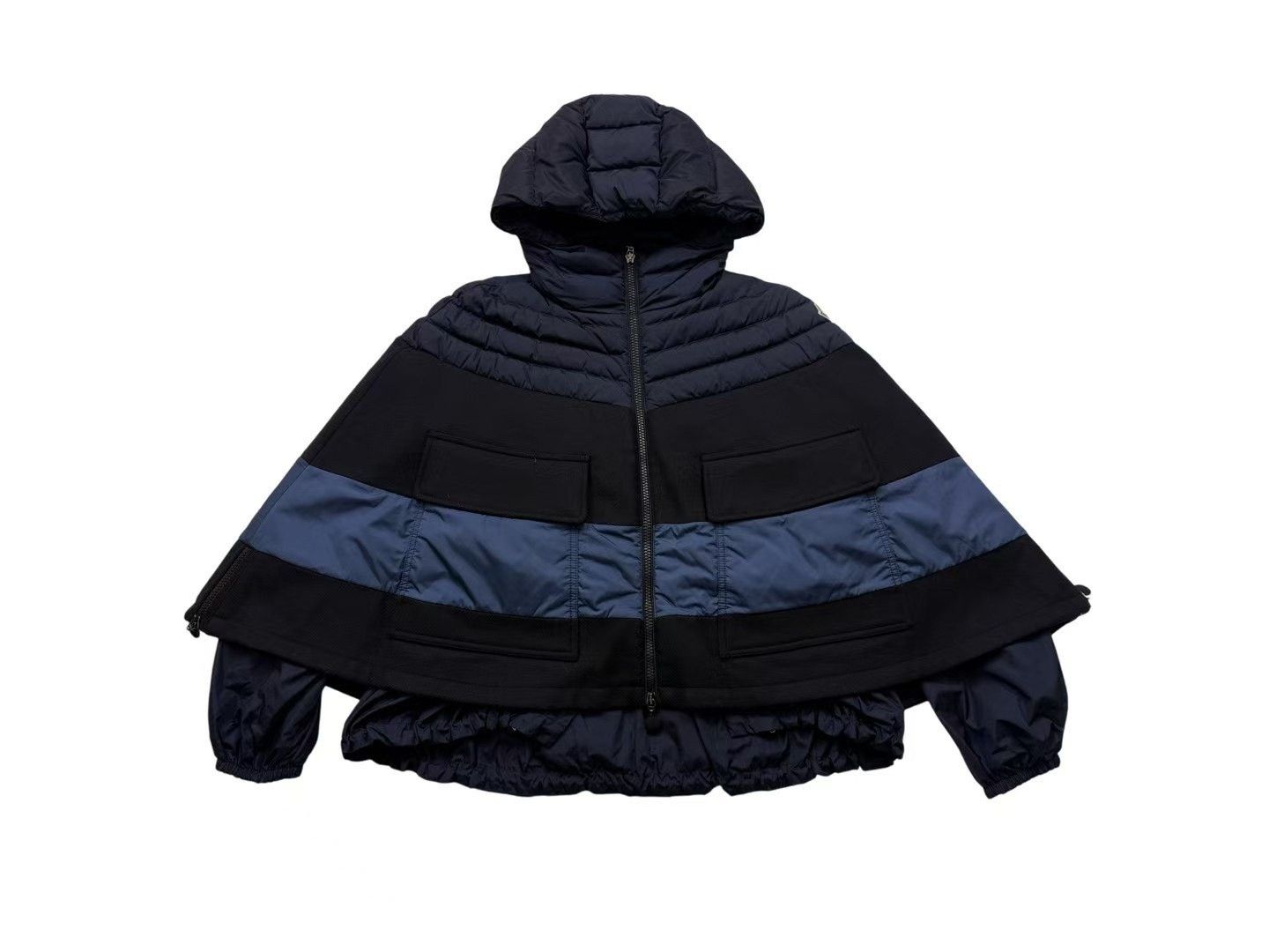 Moncler Moncler Black Blue Down Cape Coat Size US S / EU 44-46 / 1 - 1 Thumbnail