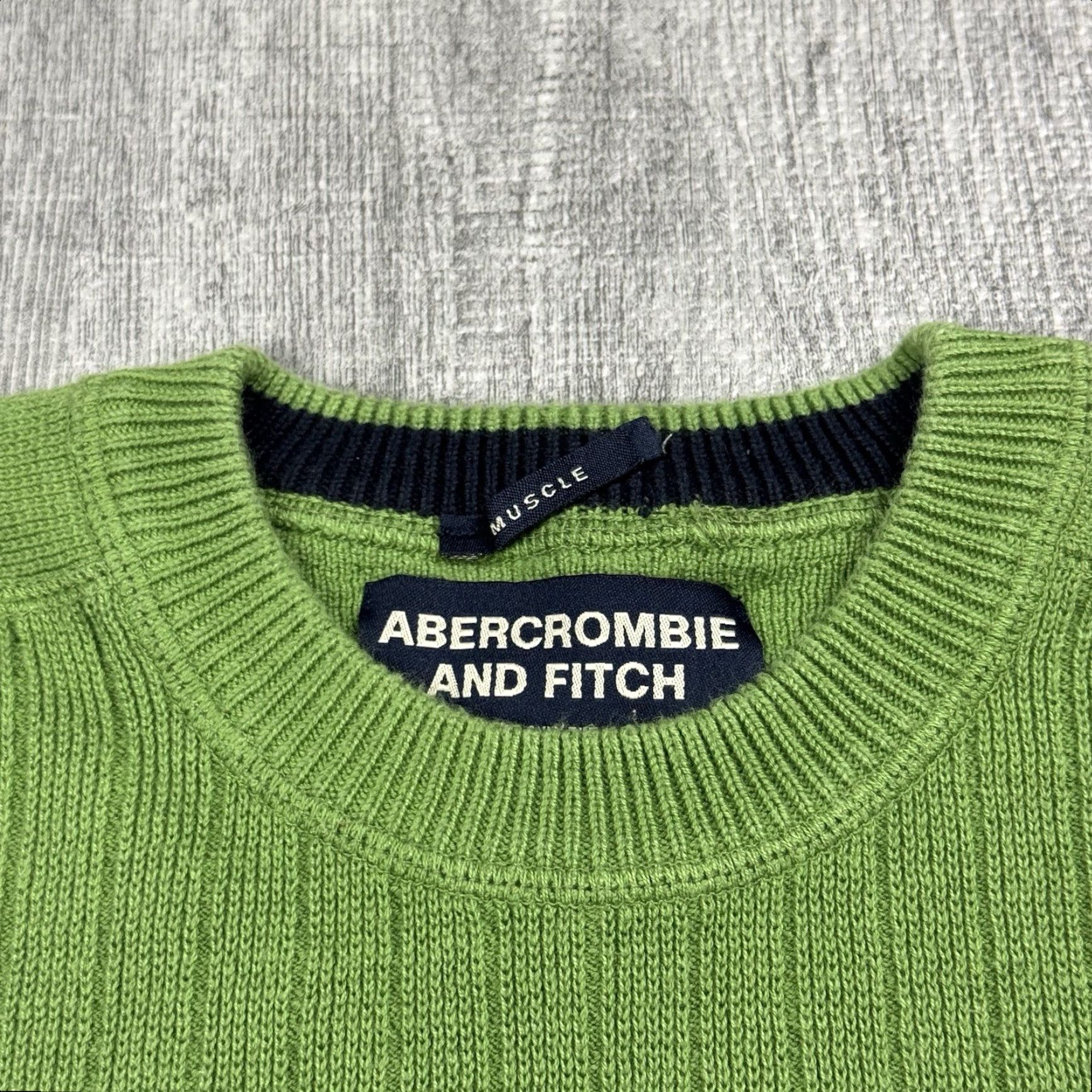 Abercrombie & Fitch VINTAGE Abercrombie & Fitch Men's XL Crew Neck Sweater 90s Y2K Grunge Preppy Green Cotton Knit Size US XL / EU 56 / 4 - 2 Thumbnail