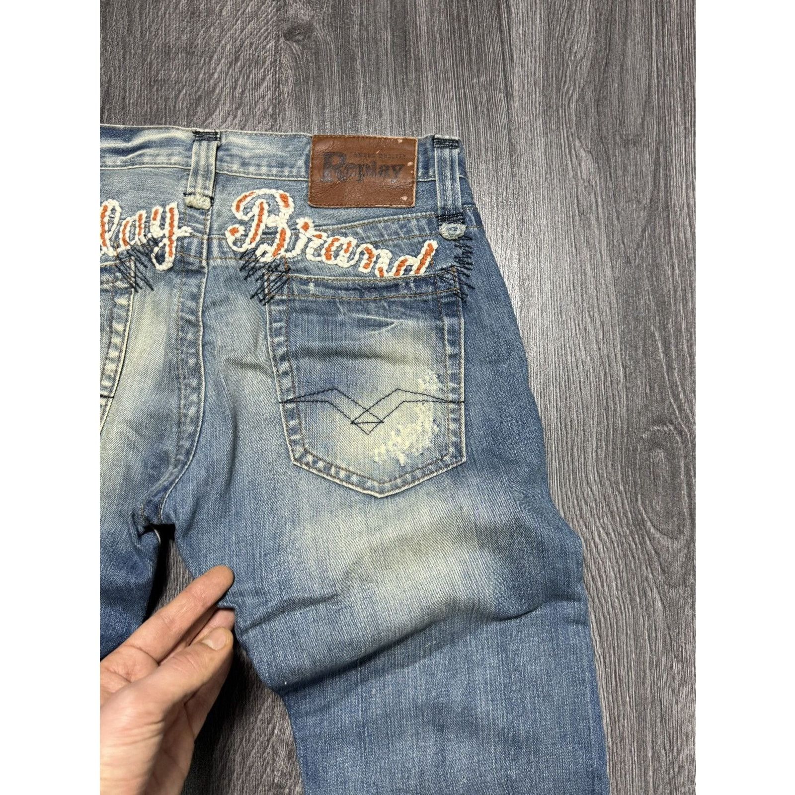 Japanese Brand × Replay Y2K Replay Embroidered Spellout Denim Pants Size US 29 - 10 Thumbnail