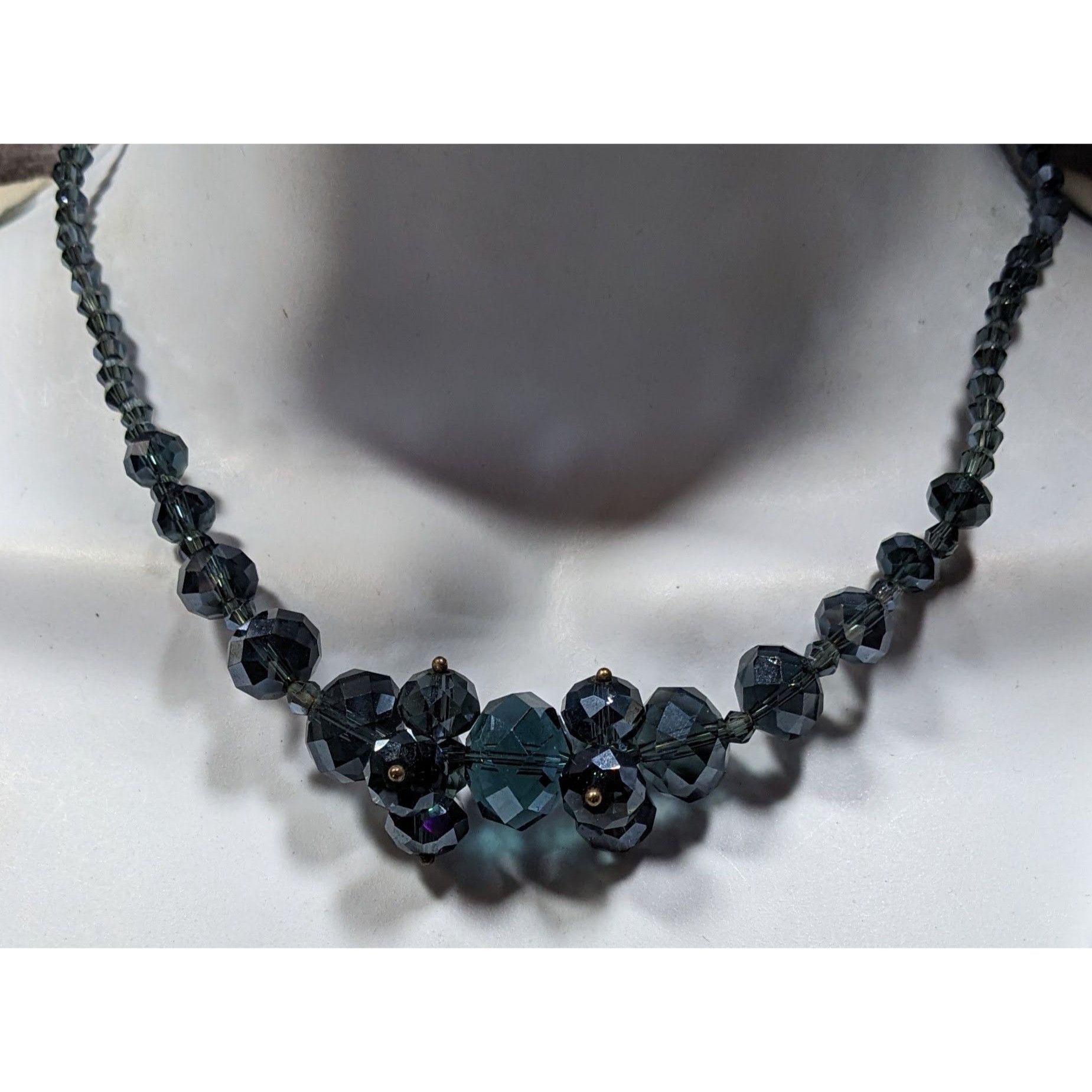 Handmade Elegant Midnight Blue Crystal Cluster Necklace Handcrafted F Size ONE SIZE - 4 Thumbnail