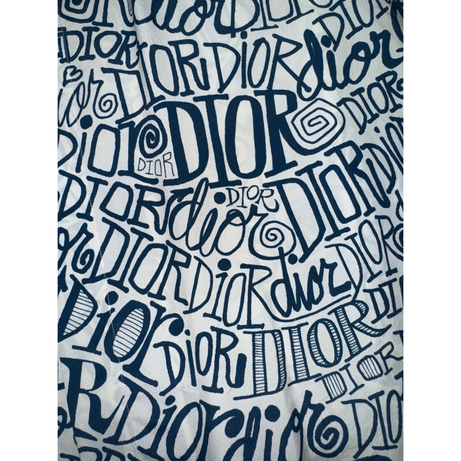 Dior Dior Shawn Stussy Blue Swirl Graffiti Long Sleeve Button Up Size US L / EU 52-54 / 3 - 9 Thumbnail