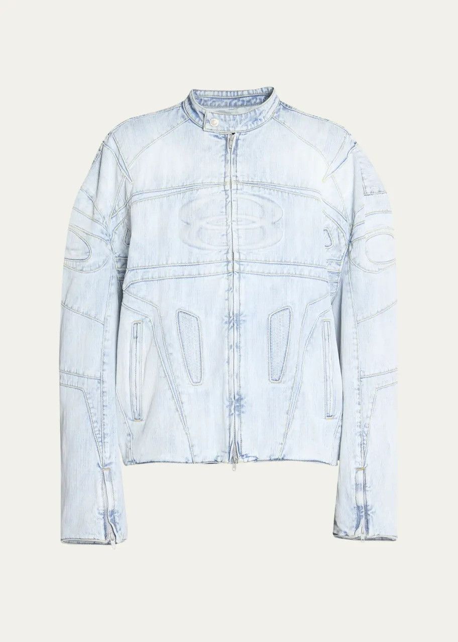 Balenciaga o1srvl11e0526 Racer Jacket in Bleached Ring Size US L / EU 52-54 / 3 - 1 Preview