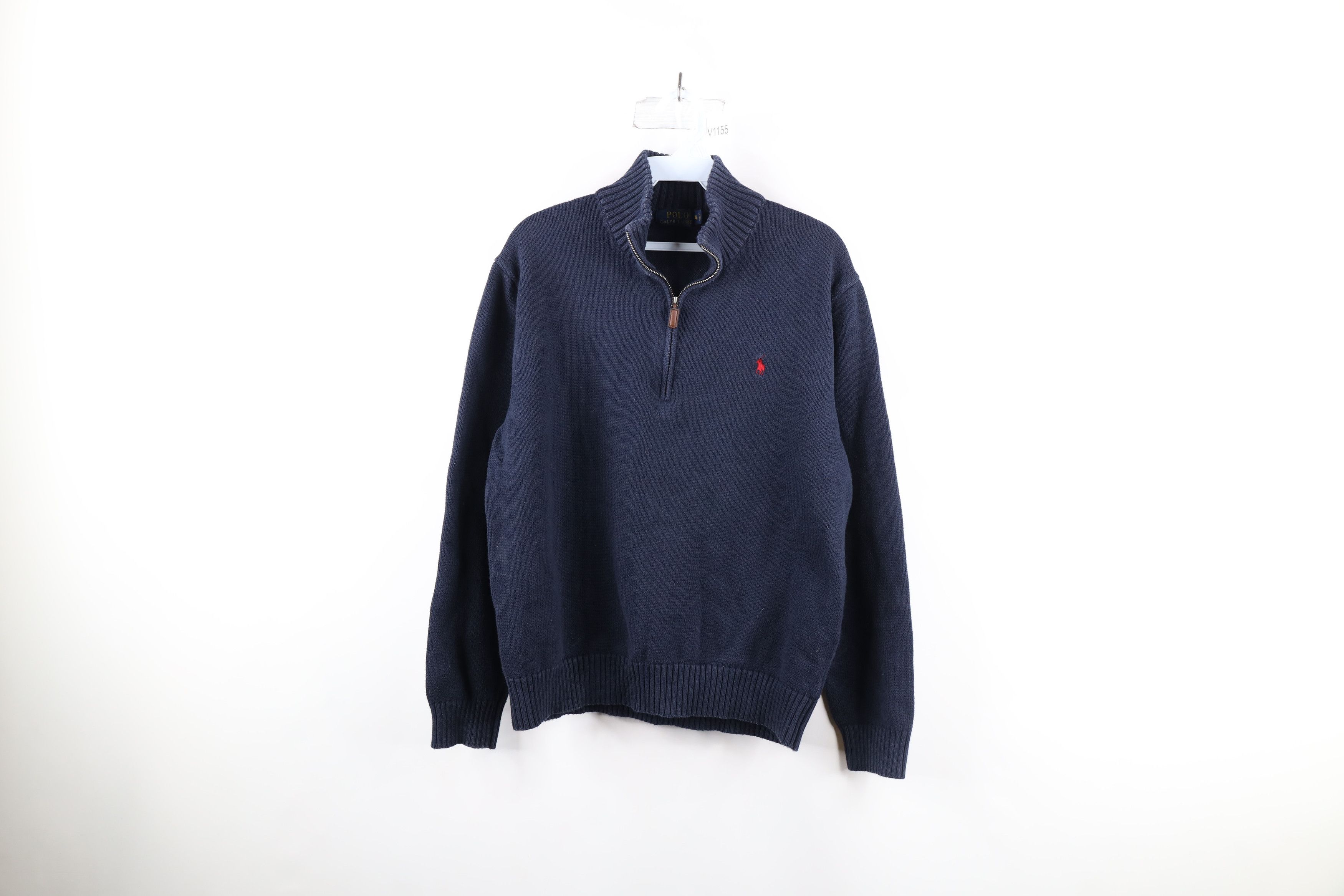 Ralph Lauren × Vintage Vintage Ralph Lauren Knit Half Zip Pullover Sweater Blue Size US XL / EU 56 / 4 - 1 Thumbnail