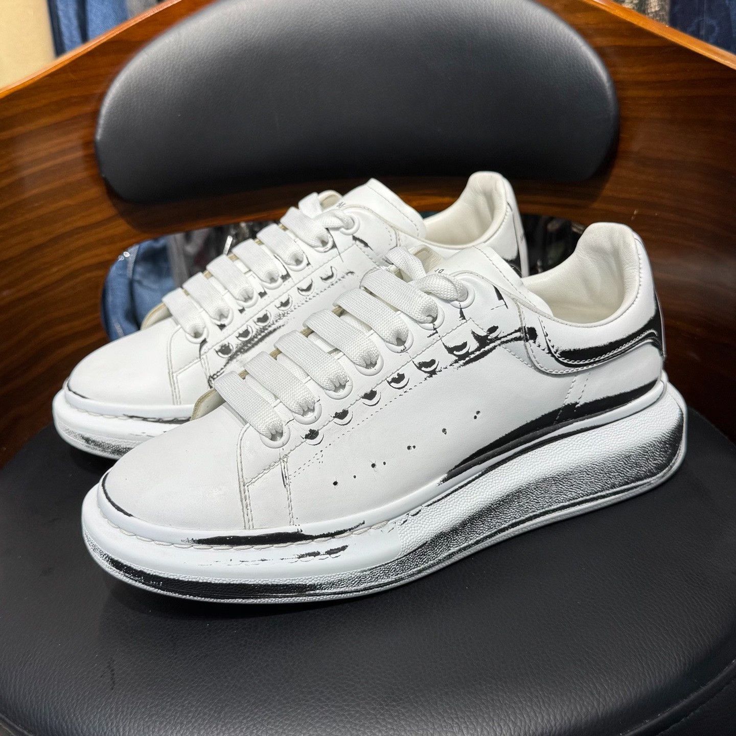 Alexander McQueen Graphic White Lowtop Sneakers 6.5 Men Size US 6.5 / EU 39-40 - 1 Thumbnail