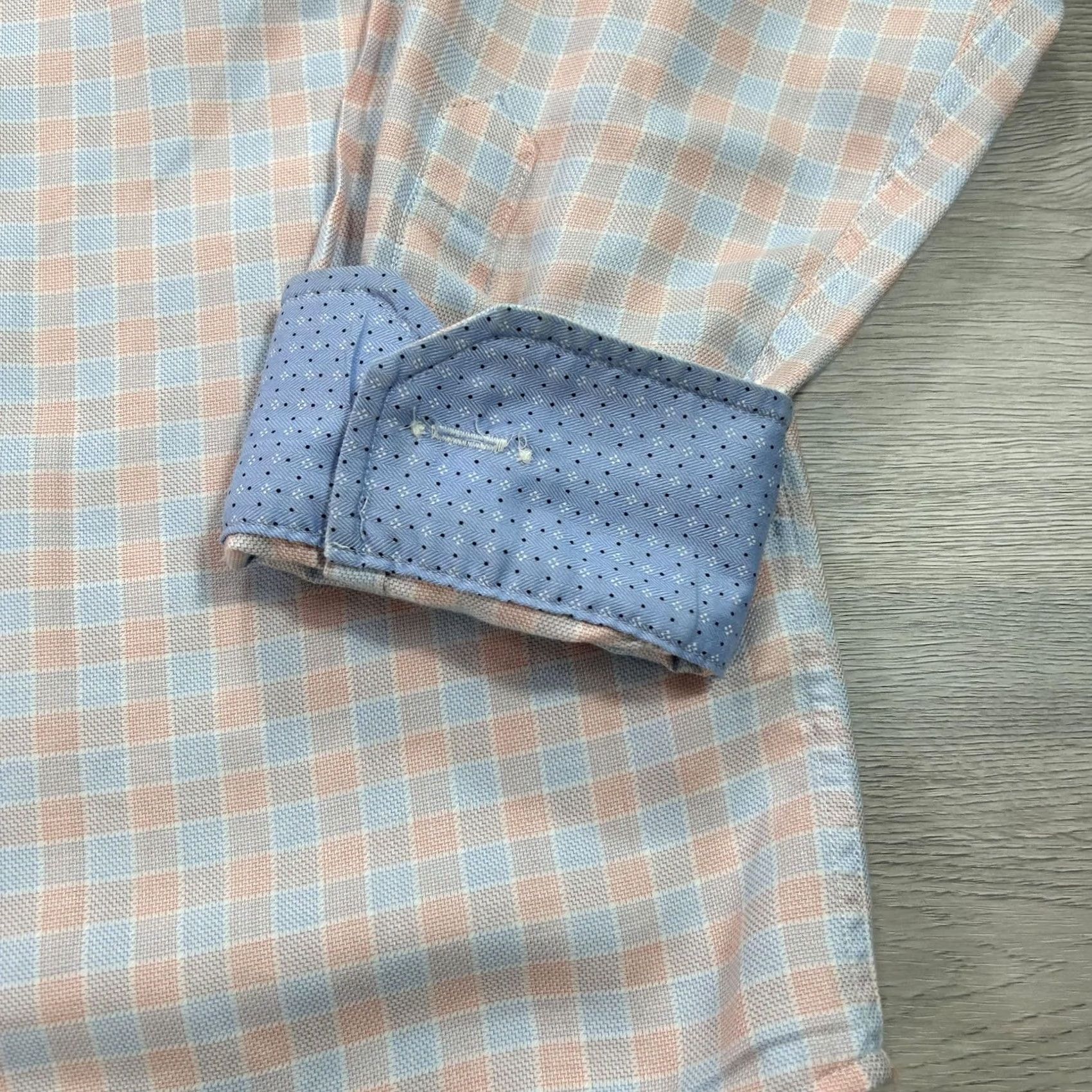 Johnston & Murphy Johnston & Murphy Shirt Mens 2XL Blue Pink Gingham Check Button Down Long Sleeve Size US XXL / EU 58 / 5 - 3 Thumbnail