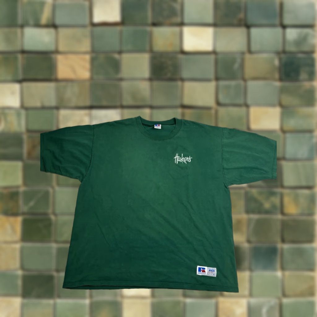 Russell Athletic VINTAGE Russell Athletic T Shirt Men’s XL Green Nebraska Huskers 90s Sports USA Crew Neck Short Sleeve Men Size US XL / EU 56 / 4 - 1 Thumbnail